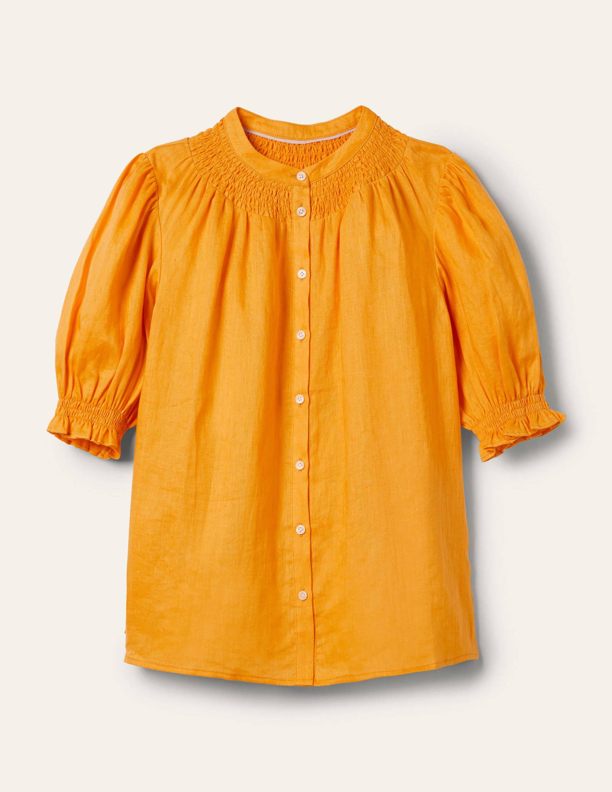 Smocked Short Sleeve Blouse-Zinnia Yellow-6