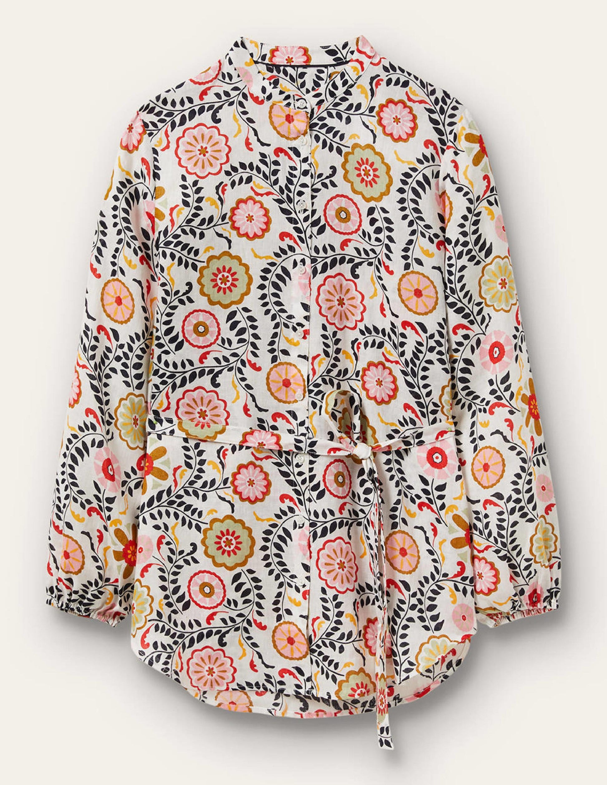 Rosie Linen Shirt-Ivory, Opulent Garden-5