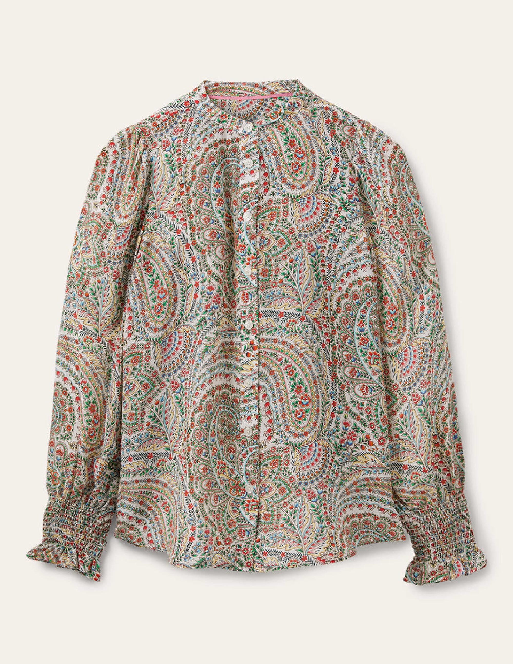 Dominique Silk Shirt-Ivory, Tropic Florals - Image 6