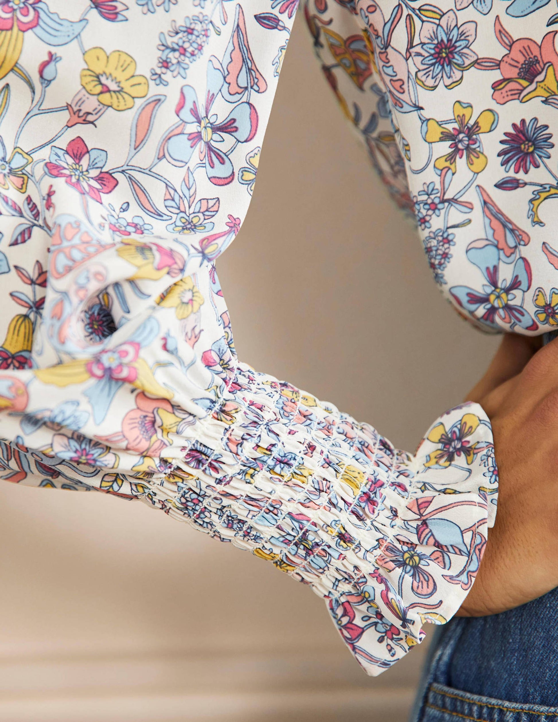 Dominique Silk Shirt-Ivory, Tropic Florals-2