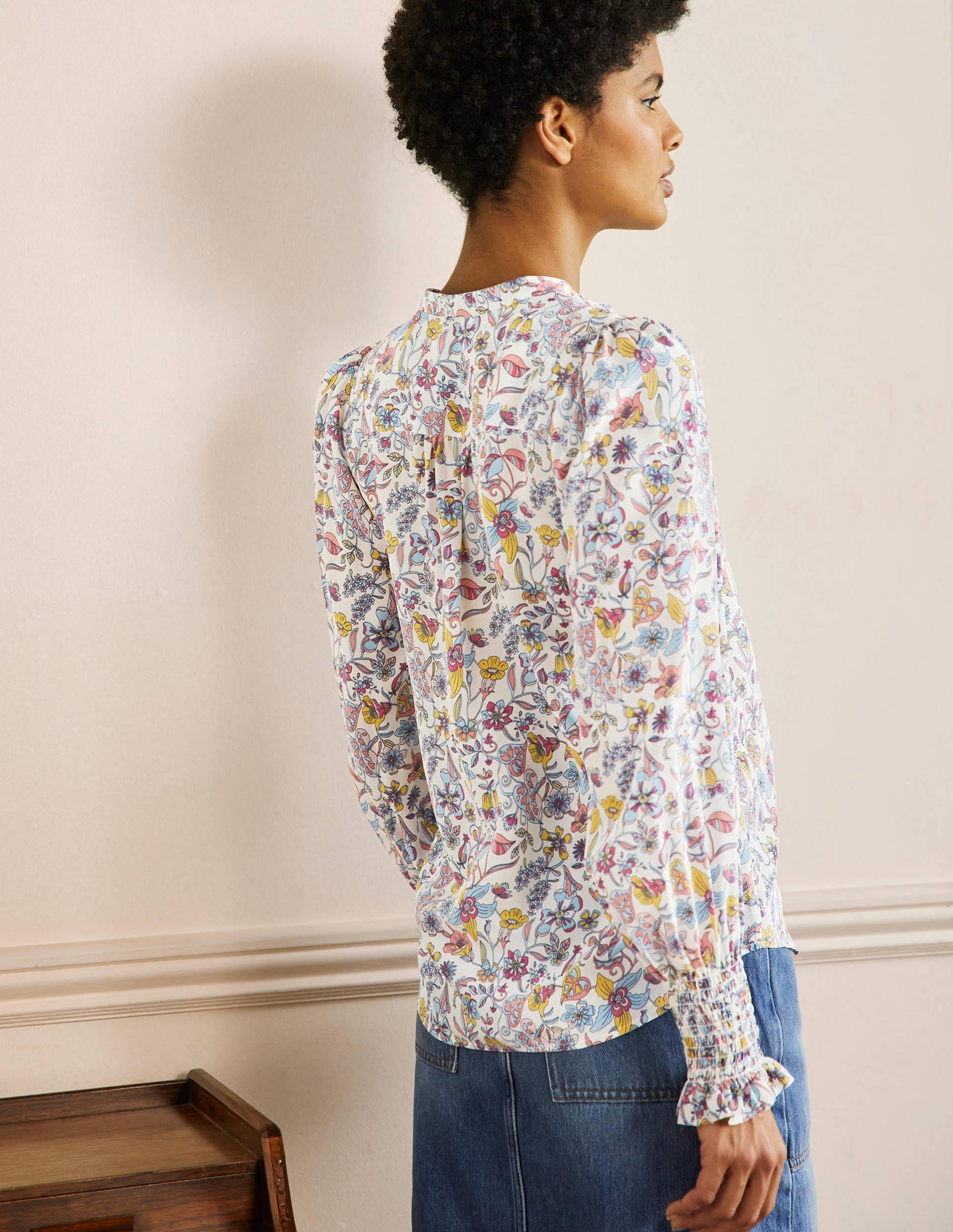 Dominique Silk Shirt-Ivory, Tropic Florals-3