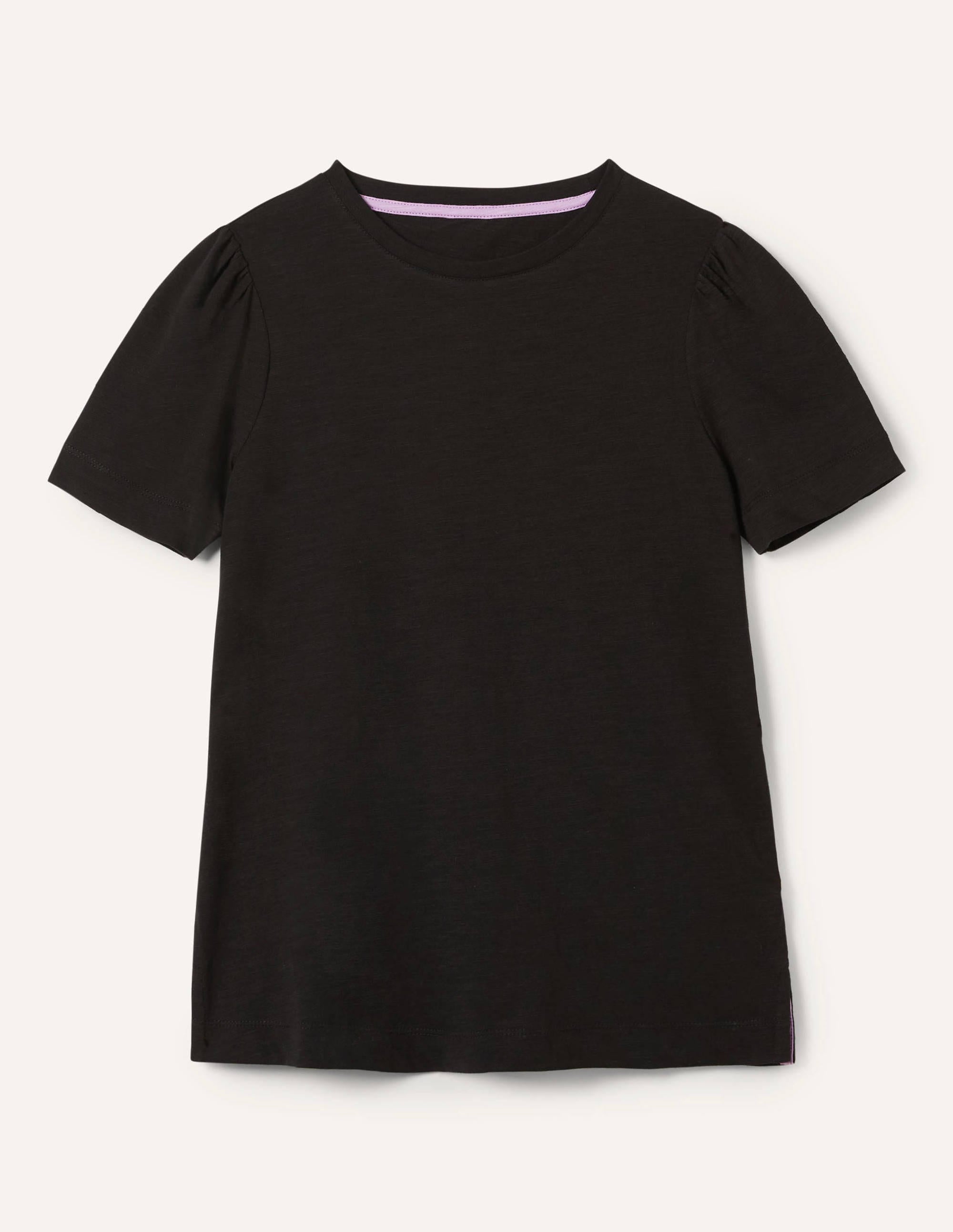 Puff Sleeve Cotton T-Shirt-Black - Image 5