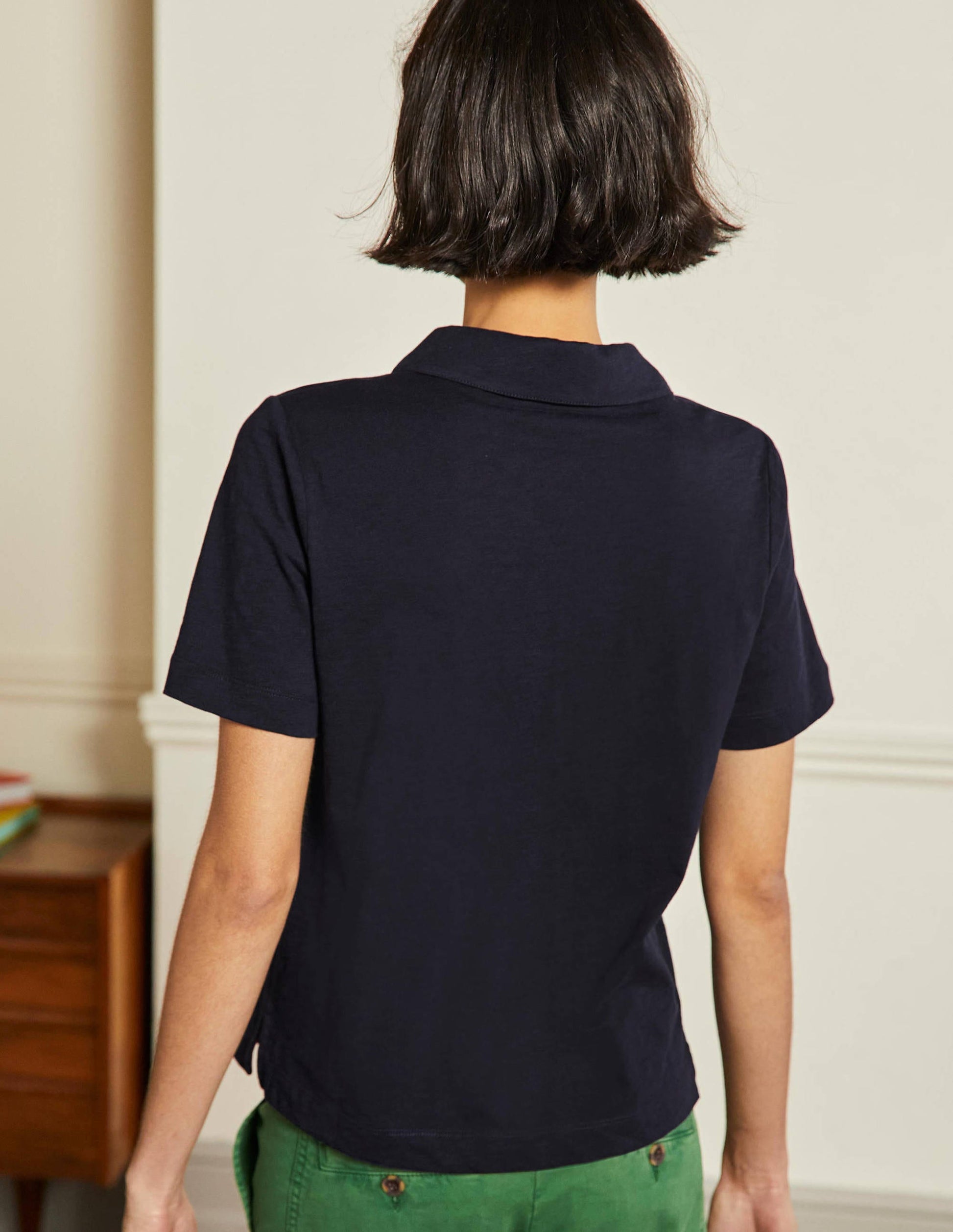 Cotton Polo Top-Navy-3
