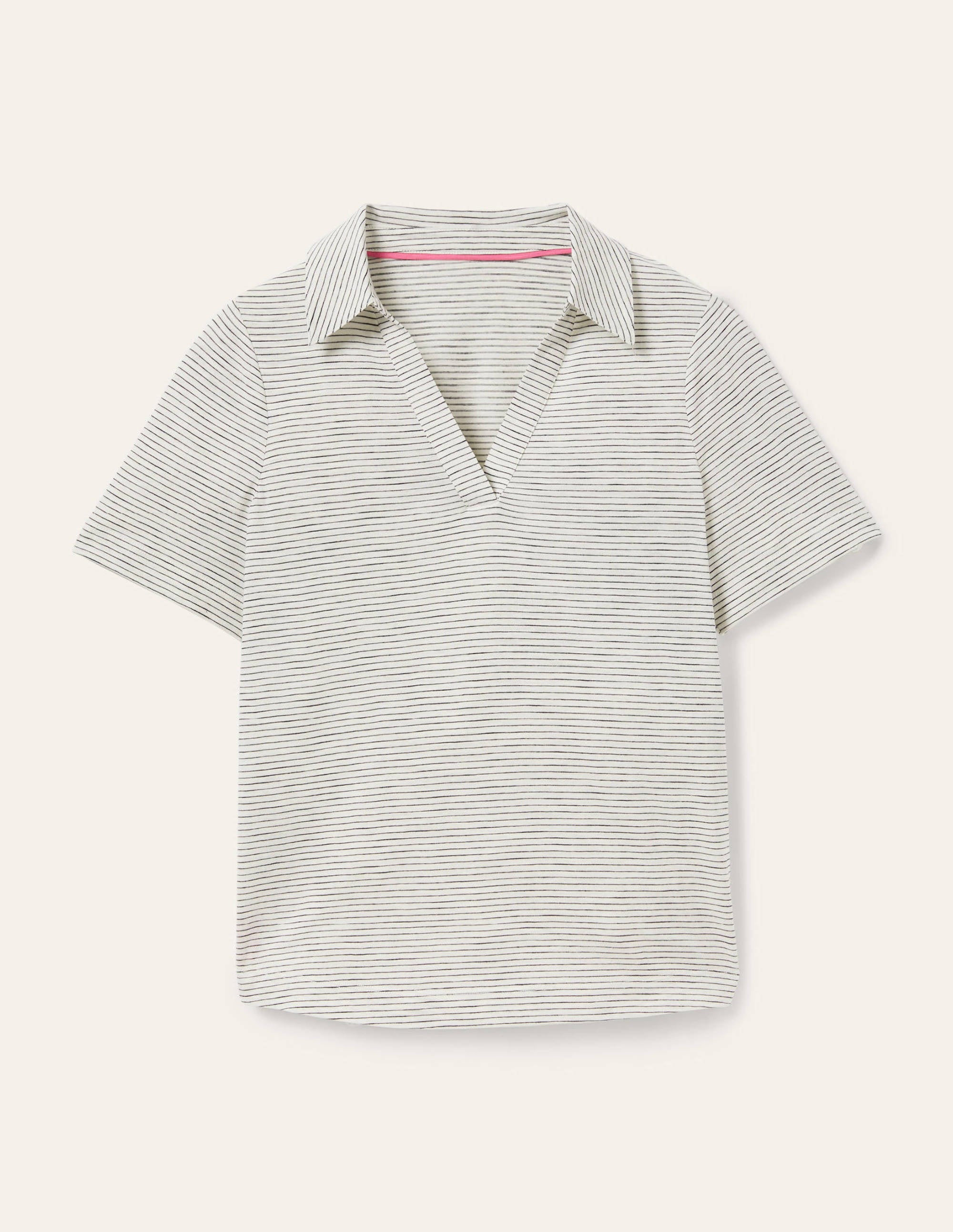 Cotton Polo Top-Ivory / Navy Stripe - Image 5