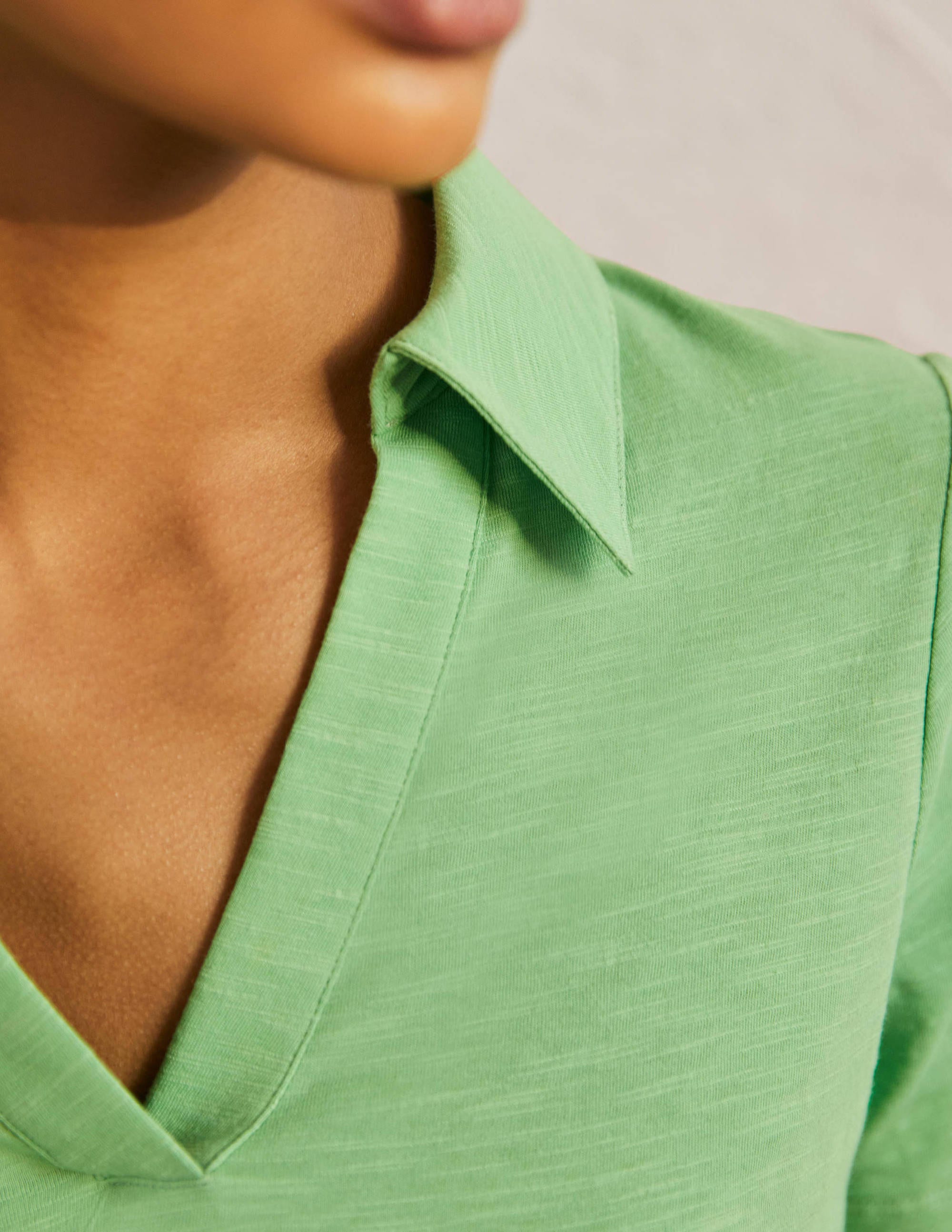 Cotton Polo Top-Zephyr Green - Image 2