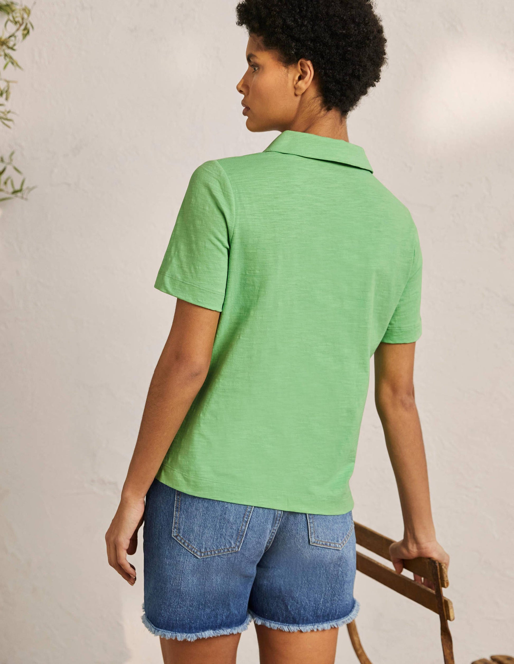 Cotton Polo Top-Zephyr Green-3
