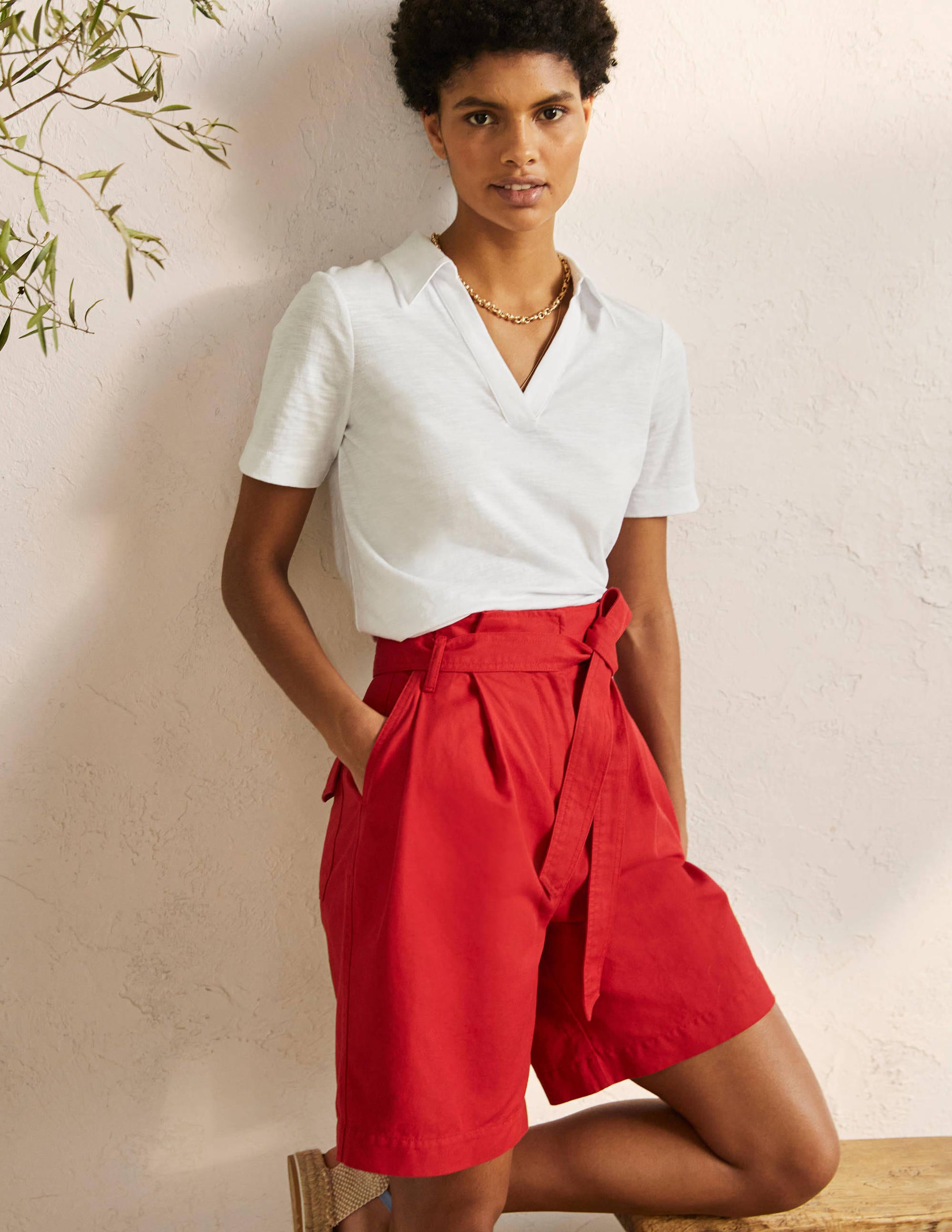 Cotton Polo Top-White - Image 1