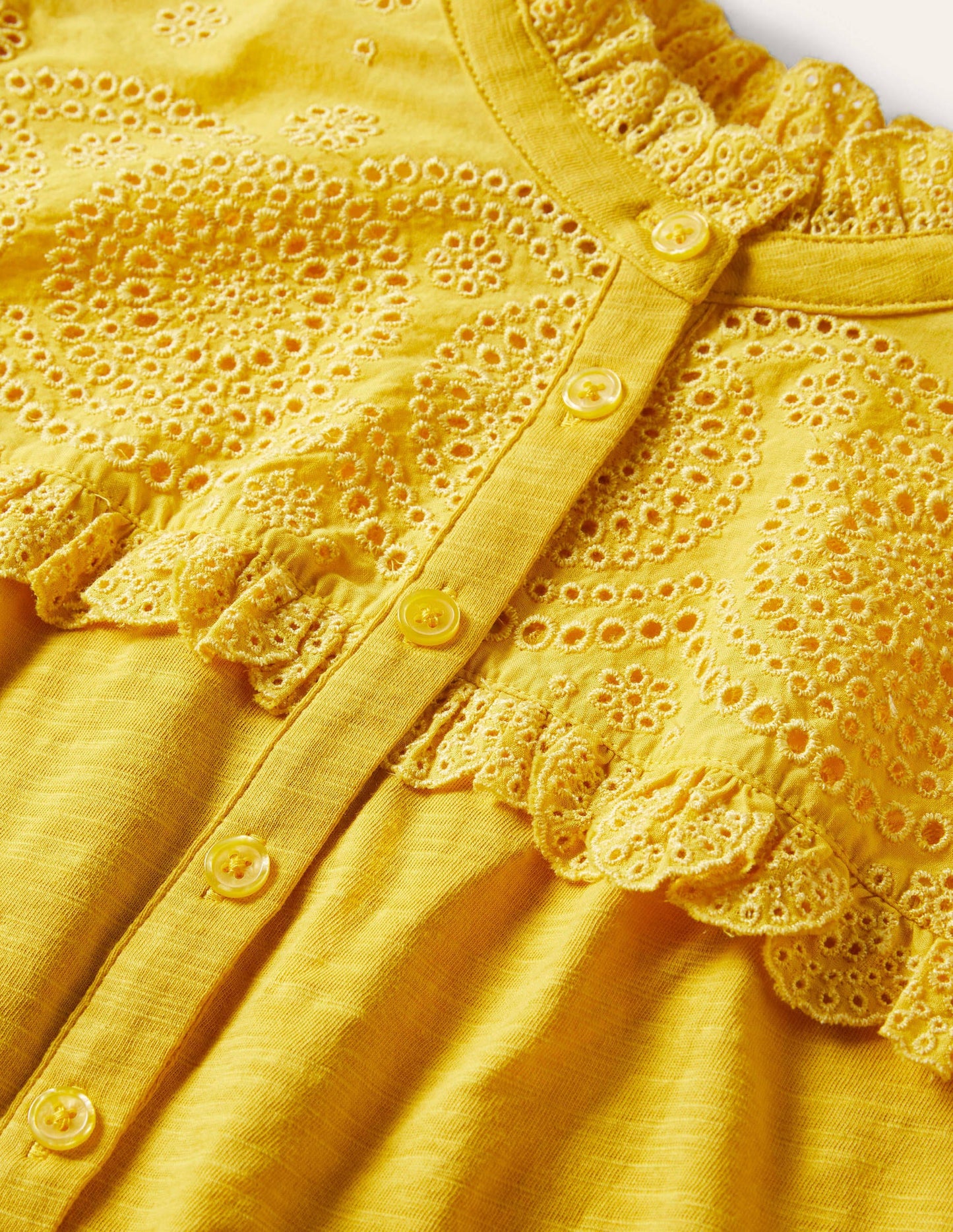 Broderie Yoke Jersey Top-Honeycomb