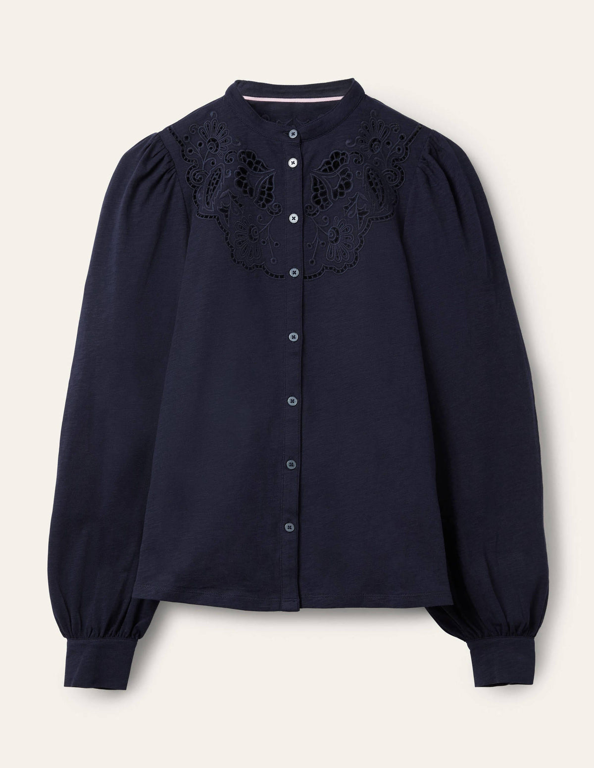 Cut Work Jersey Shirt-Navy - Image 5