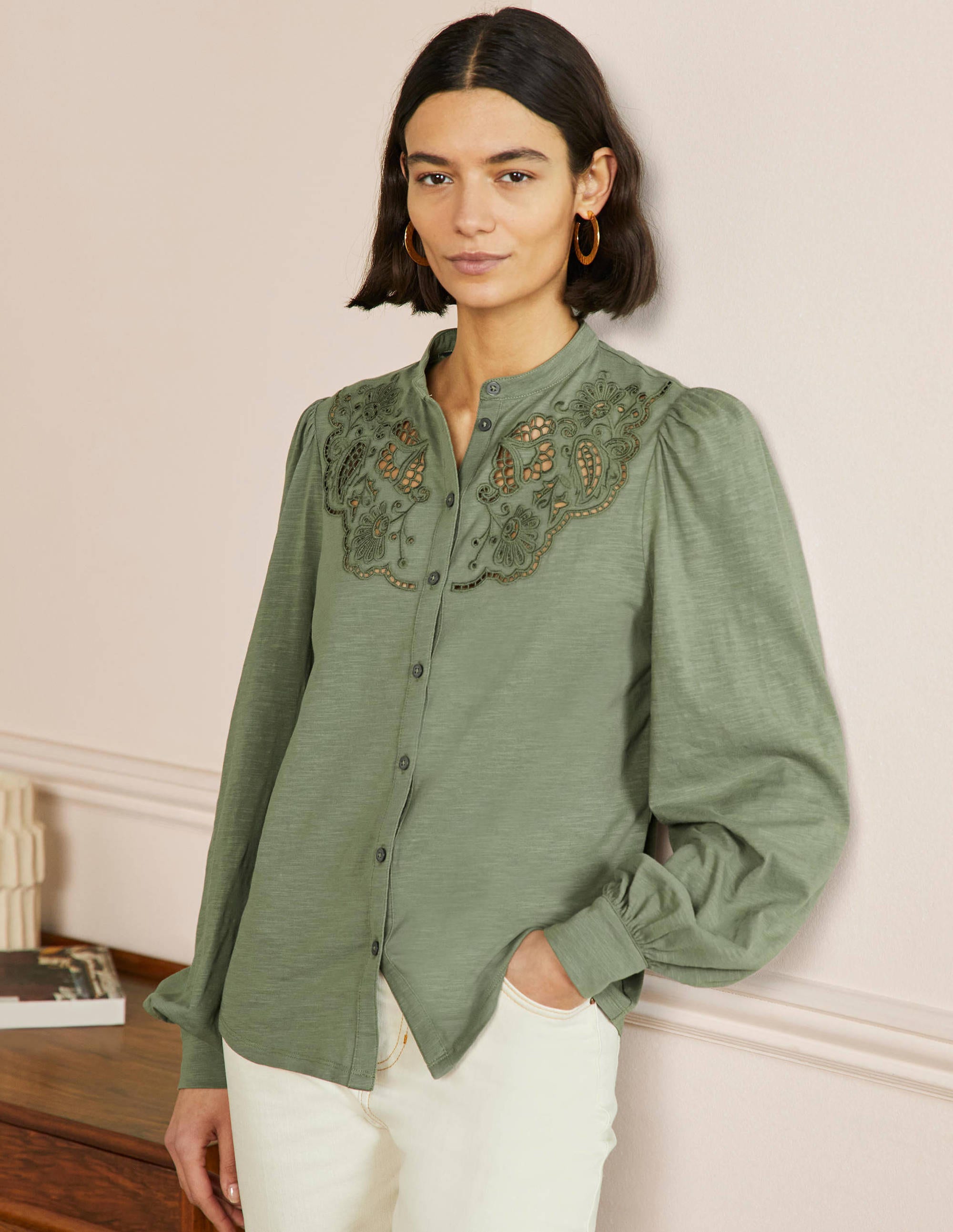 Cut Work Jersey Shirt-Alder - Image 4