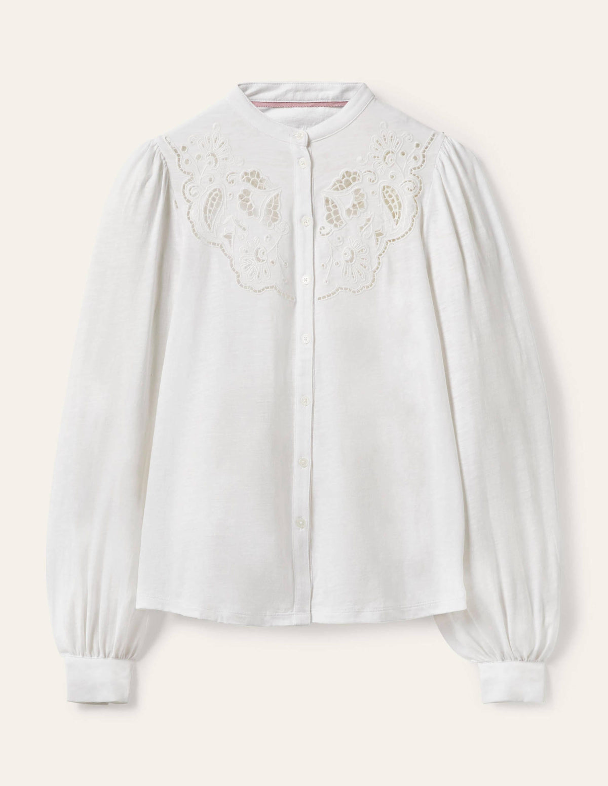 Cut Work Jersey Shirt-White - Image 7