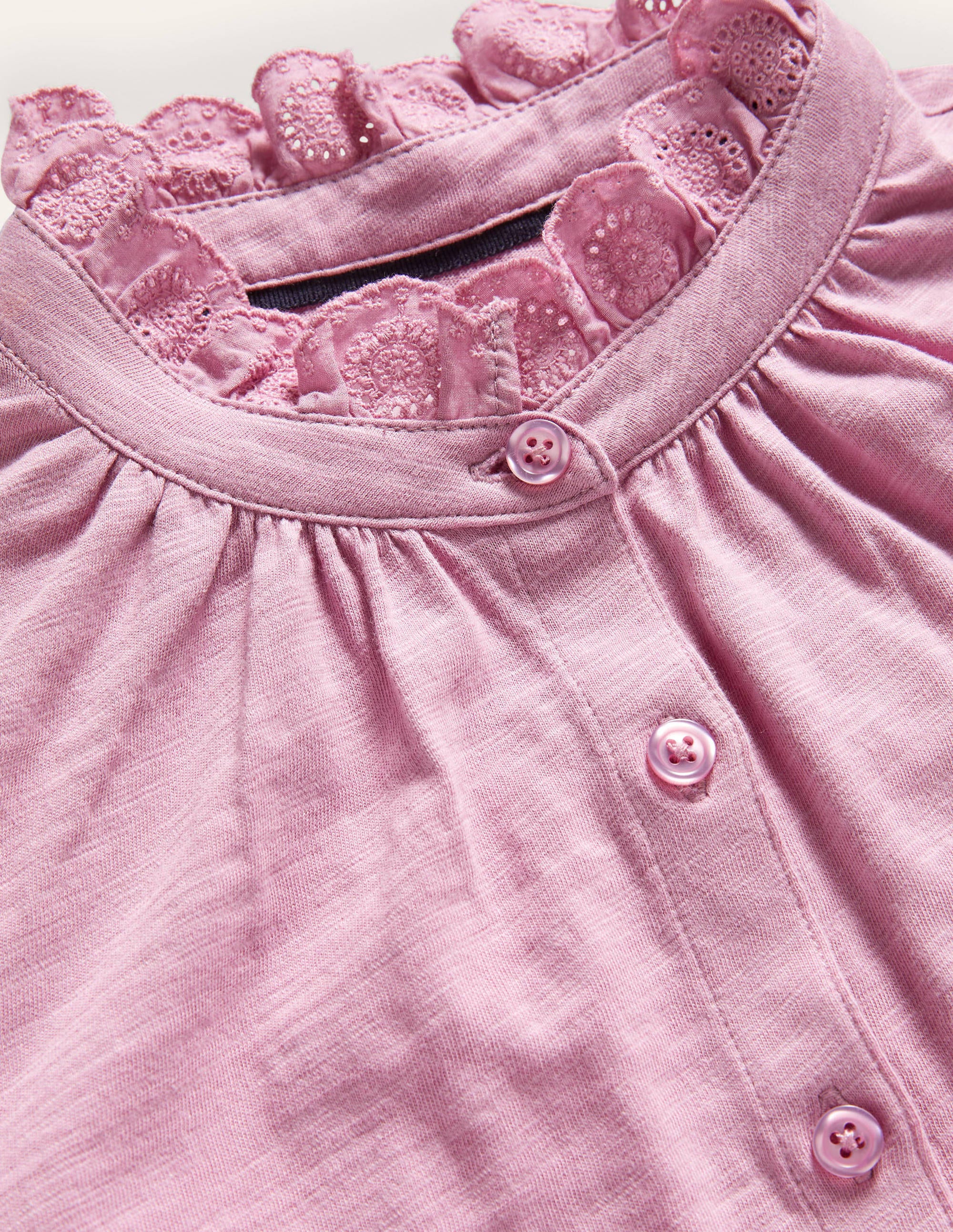 Broderie Trim Jersey Shirt-Orchid Haze - Image 5