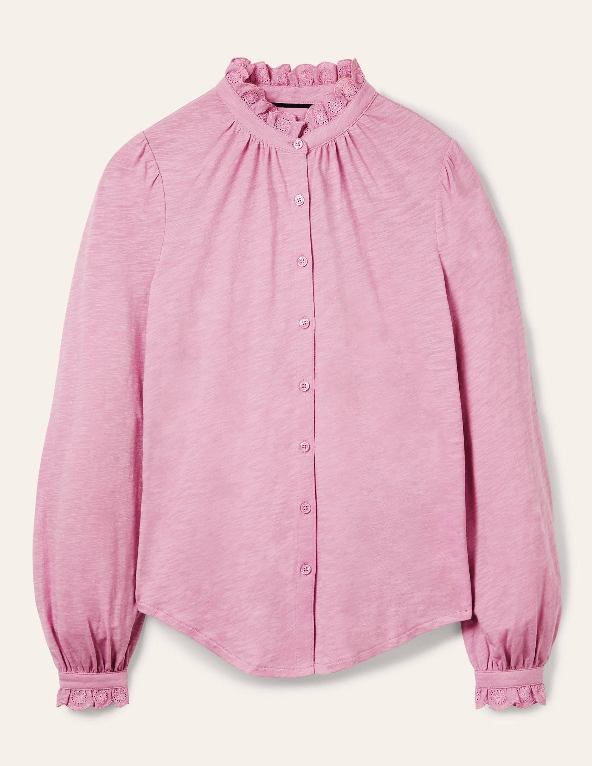 Broderie Trim Jersey Shirt-Orchid Haze - Image 6
