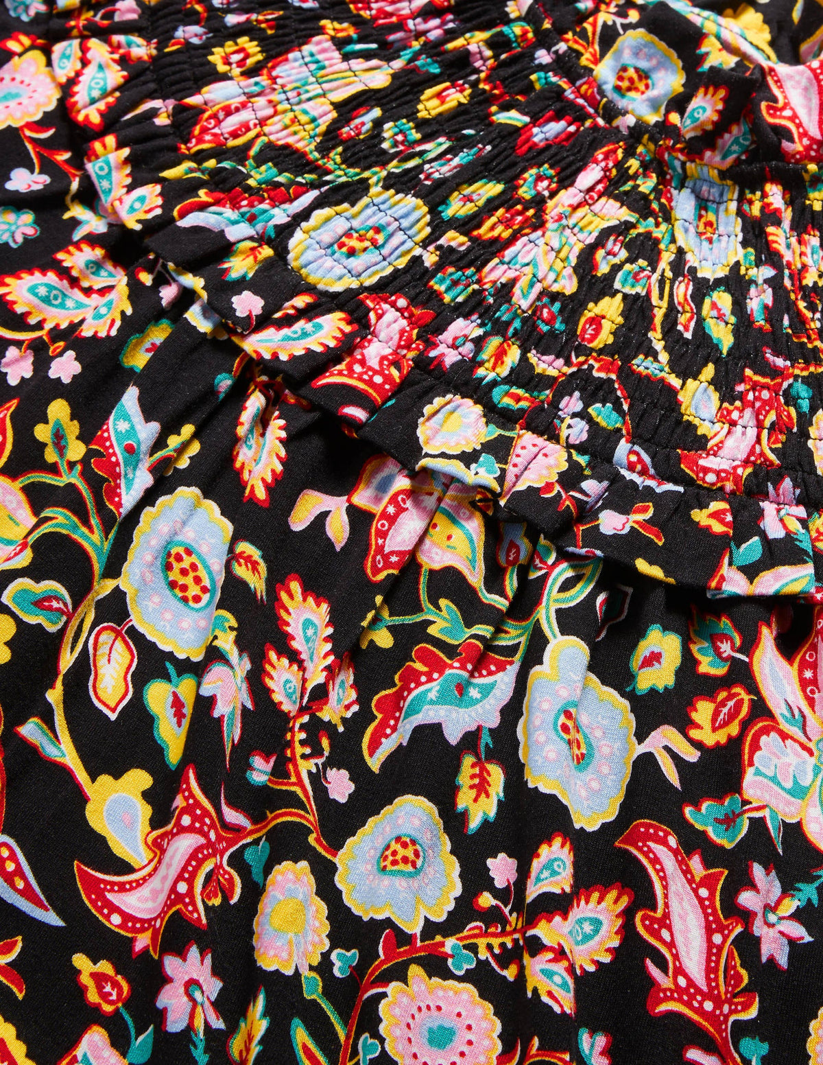 Smocked Neck Jersey Top-Black, Opulent Paradise - Image 5