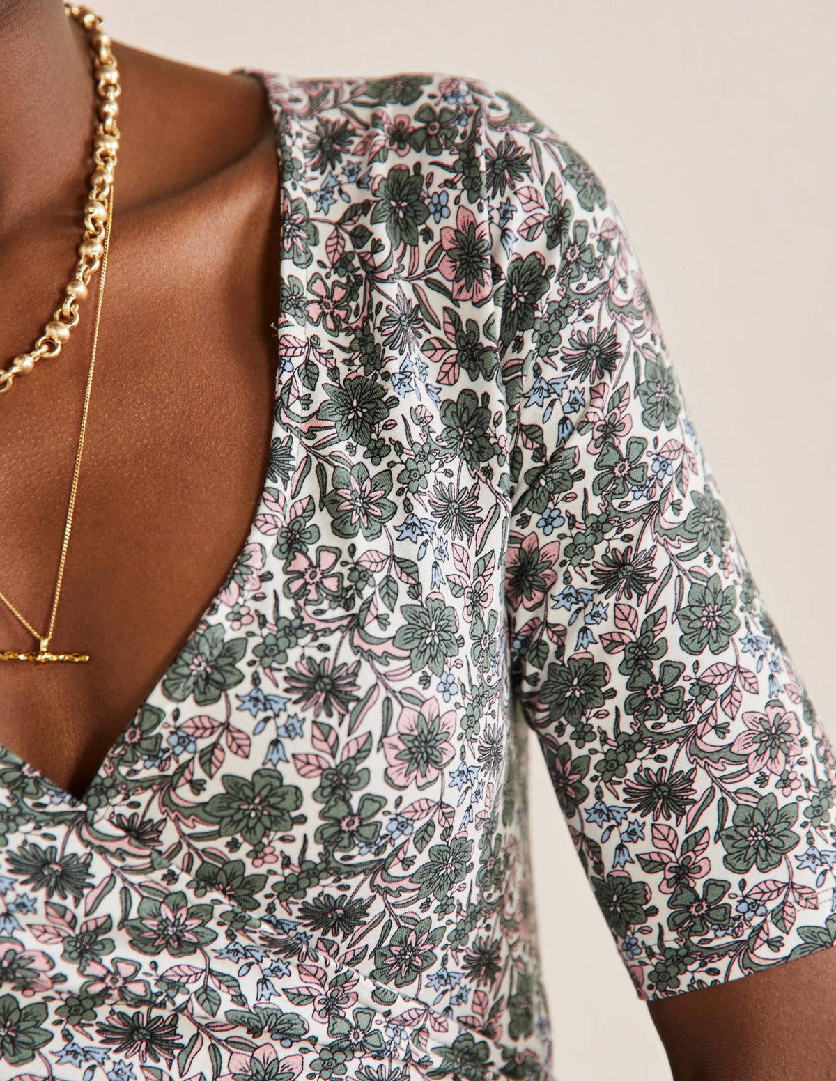 Short Sleeve Wrap Top-Alder, Floret Bloom - Image 2
