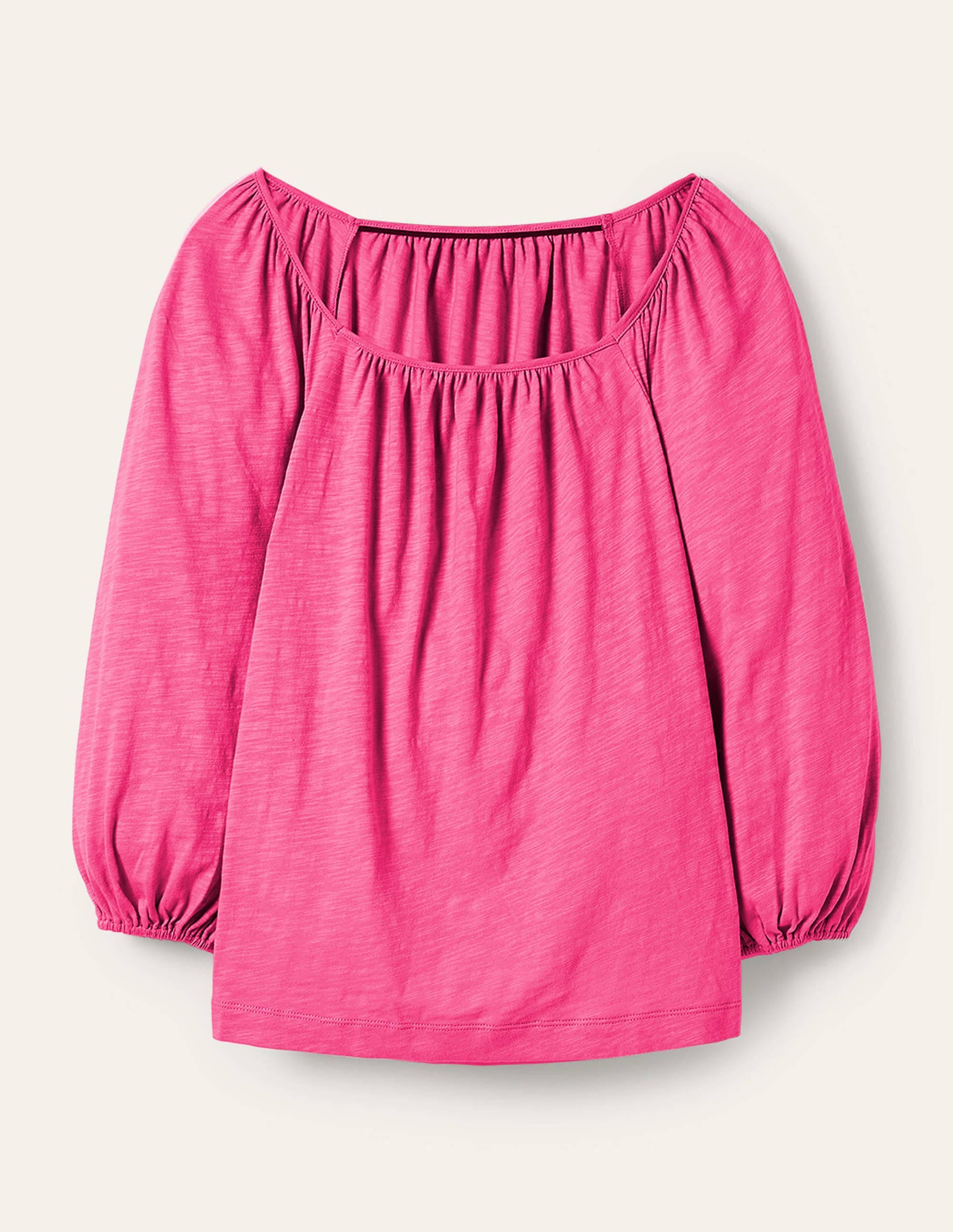 Blouson Sleeve Cotton Top-Festival Pink - Image 5