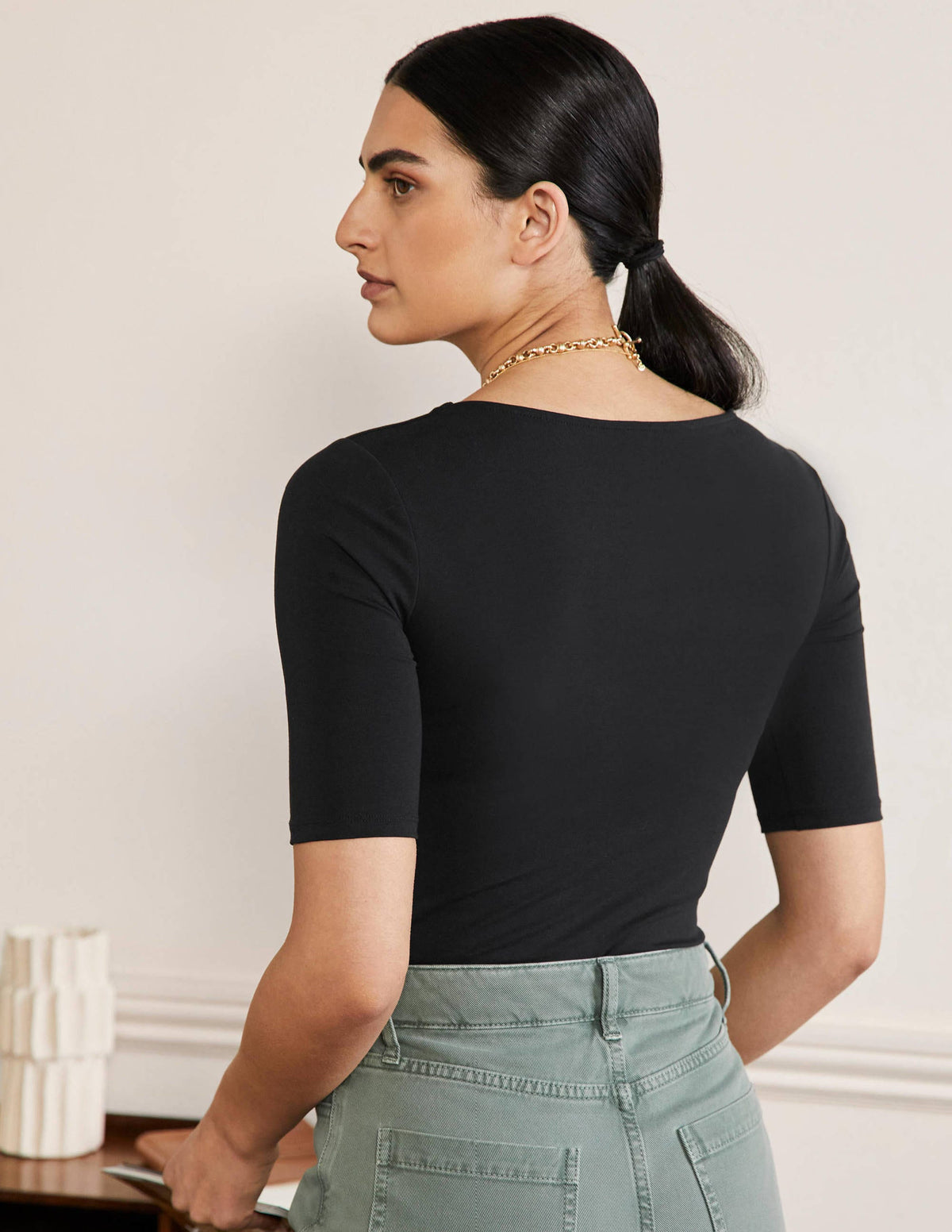 Square Neck Bodysuit-Black - Image 3