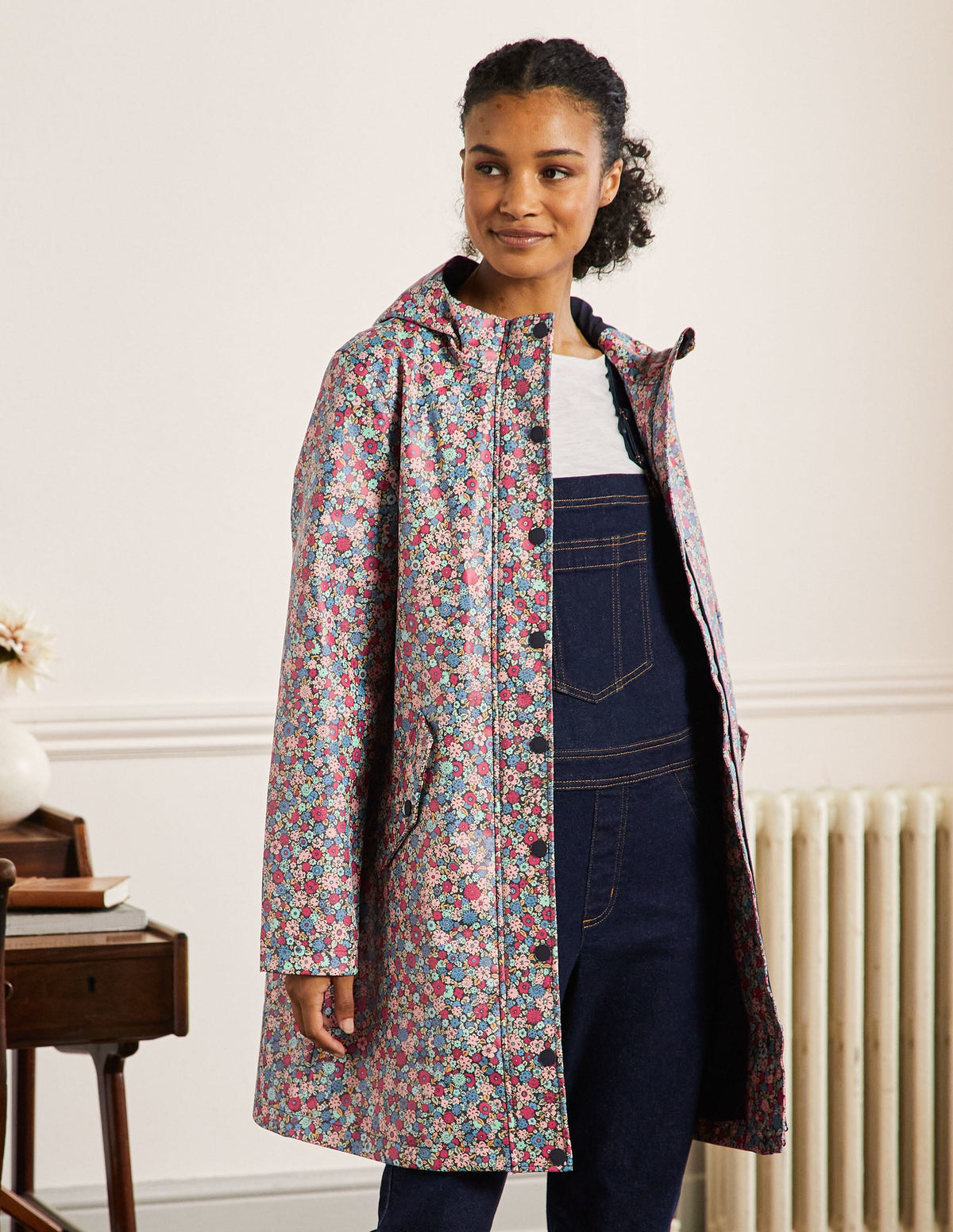 Morris Waterproof Mac-Navy, Floret Cluster - Image 1