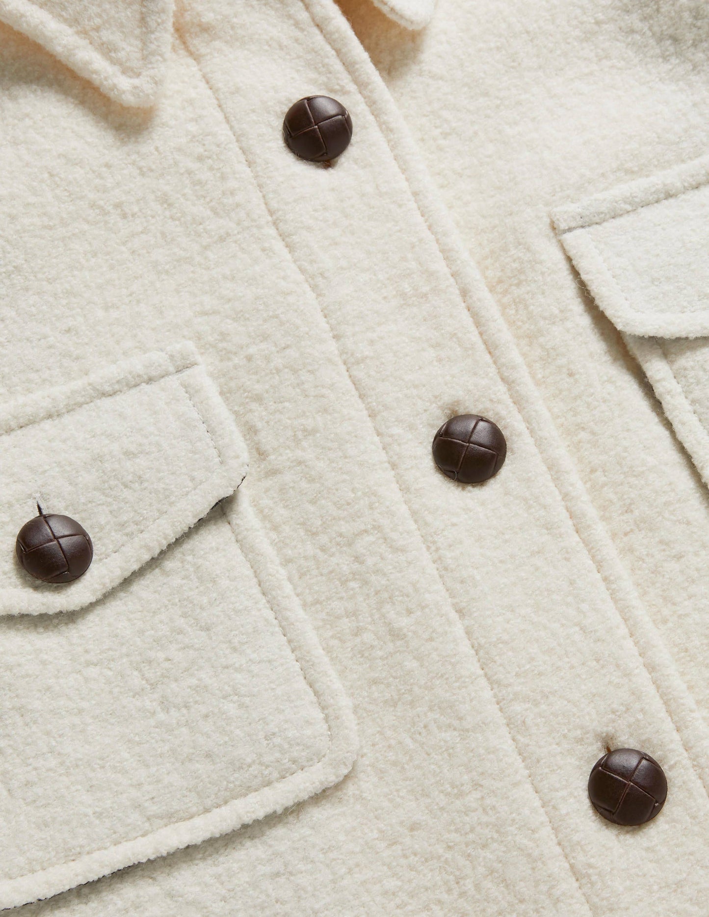Textured Wool Shacket-Ivory