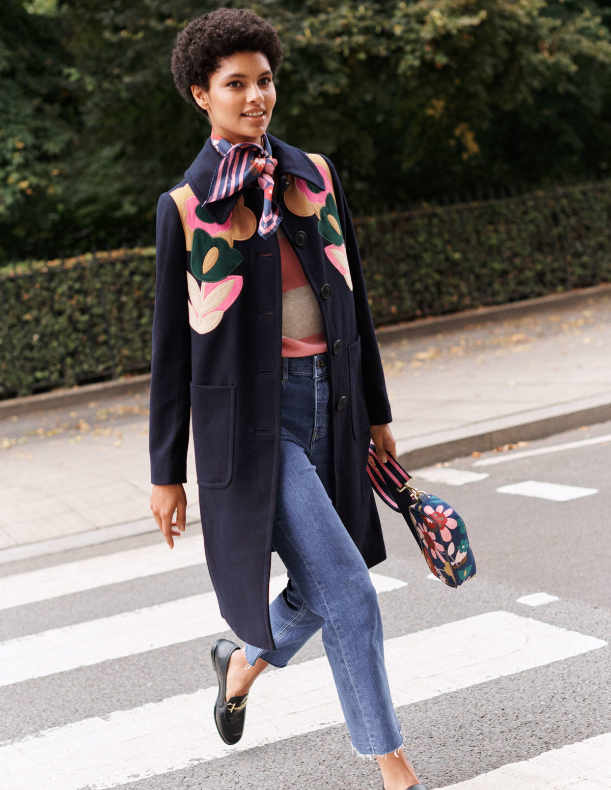 Amelia Appliqué Wool Coat-Navy - Image 7