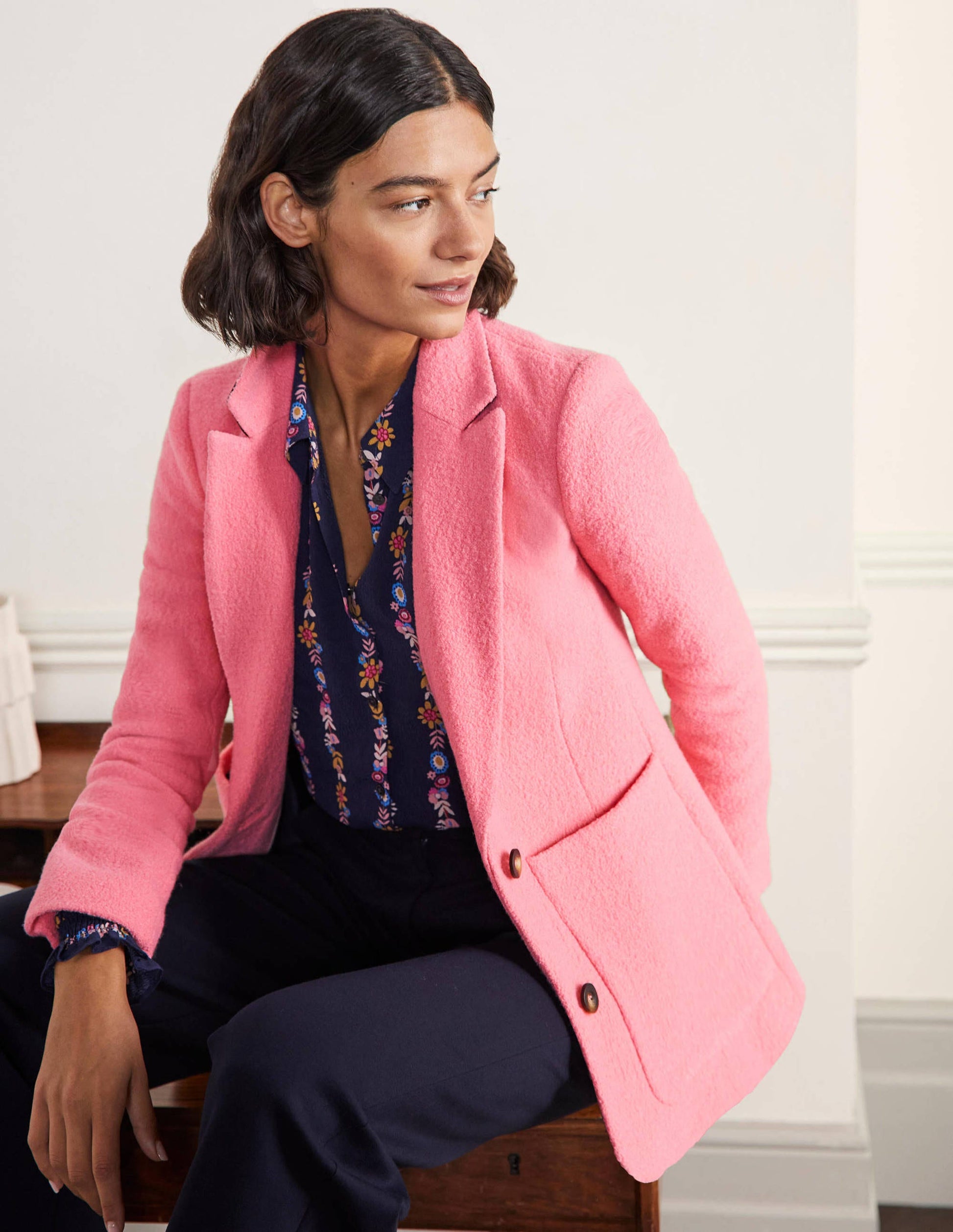 Bella Textured Wool Blazer-Azalea Pink-1