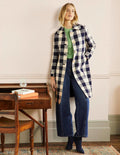 Bonnie Gingham Buttoned Coat-Ivory/Navy Gingham