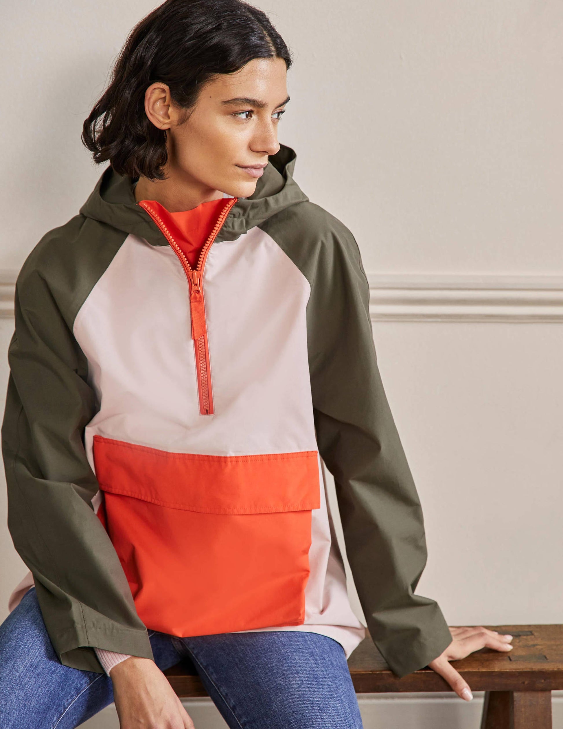 Belle Packaway Anorak-Milkshake/Khaki-4