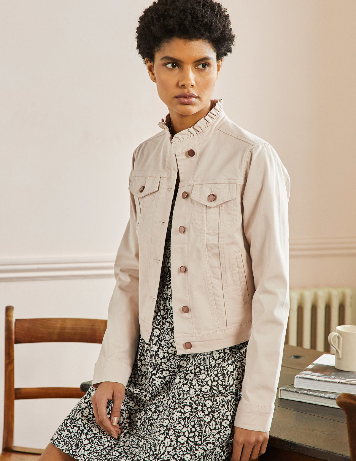 Carla Ruffle Collar Jacket-Oat Milk-1