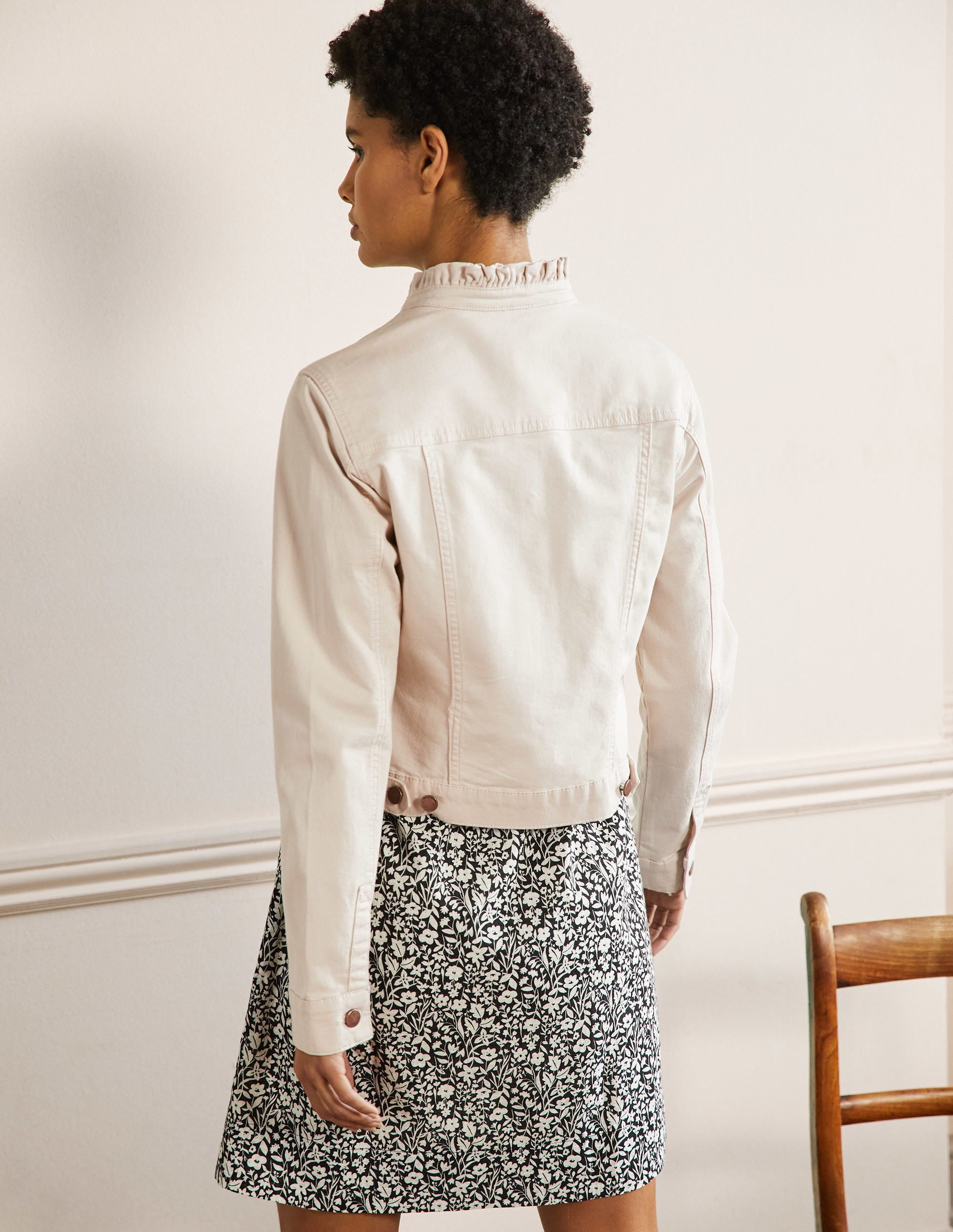 Carla Ruffle Collar Jacket-Oat Milk - Image 3
