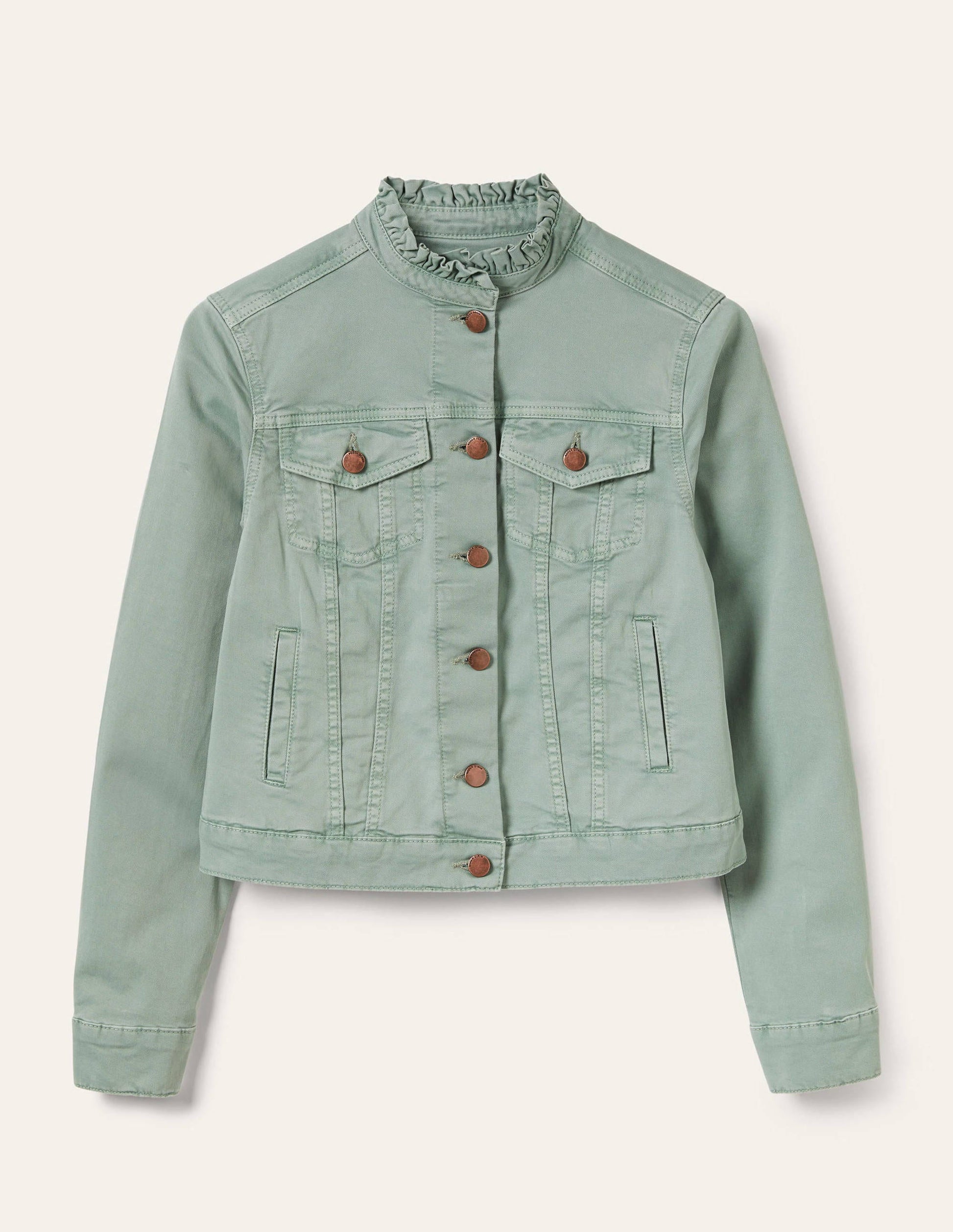 Carla Ruffle Collar Jacket-Iceberg Green-5