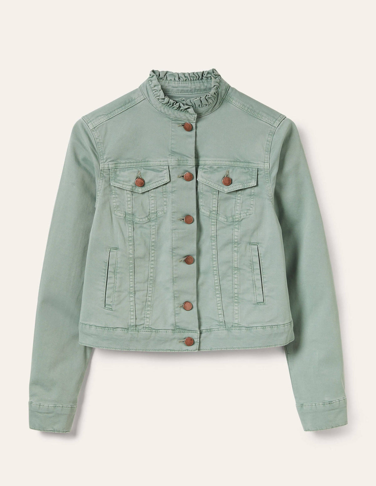 Carla Ruffle Collar Jacket-Iceberg Green - Image 5