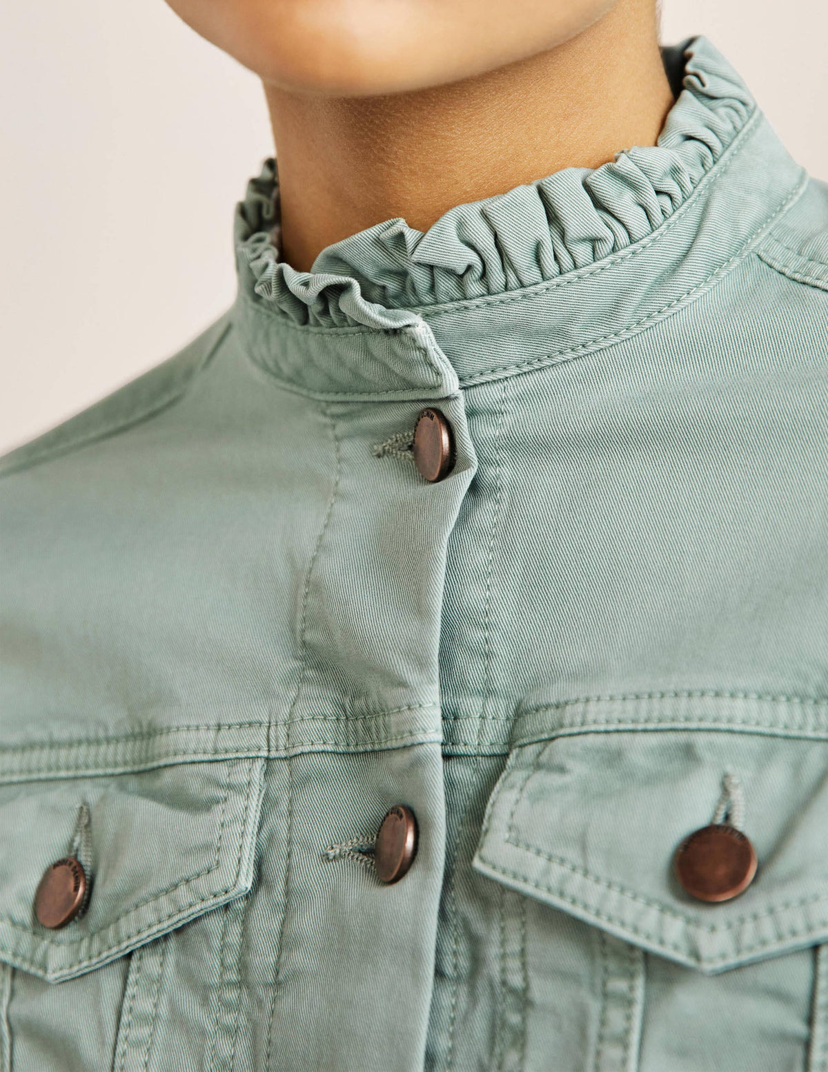 Carla Ruffle Collar Jacket-Iceberg Green-2