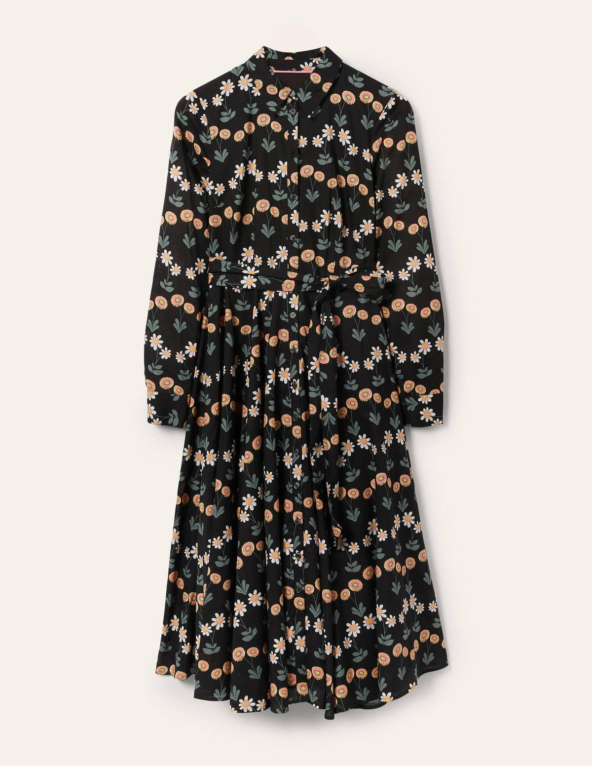 Kitty Midi Shirt Dress-Black, Delicate Daisy - Image 5