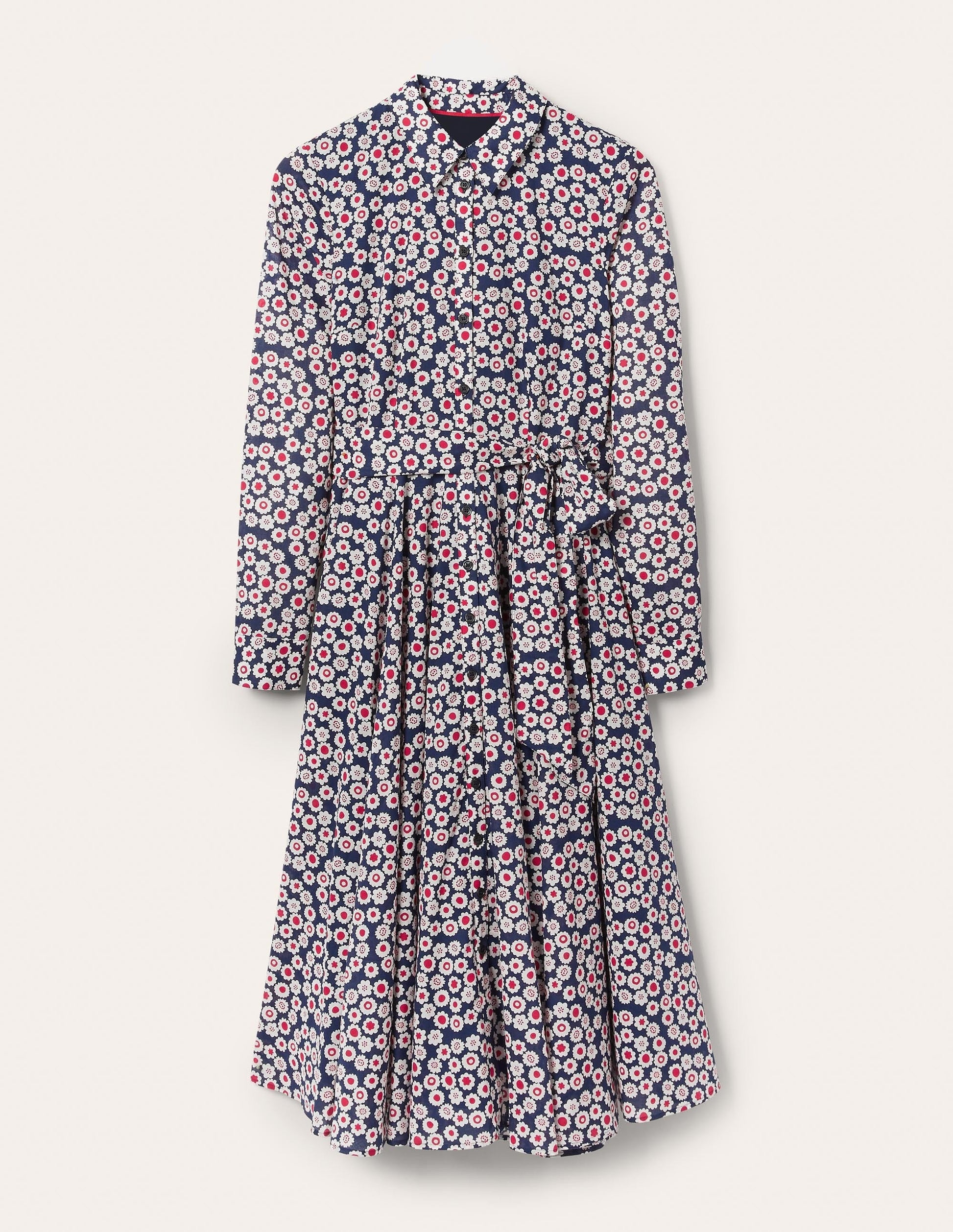 Kitty Midi Shirt Dress-French Navy, Ditsy Swirl-5