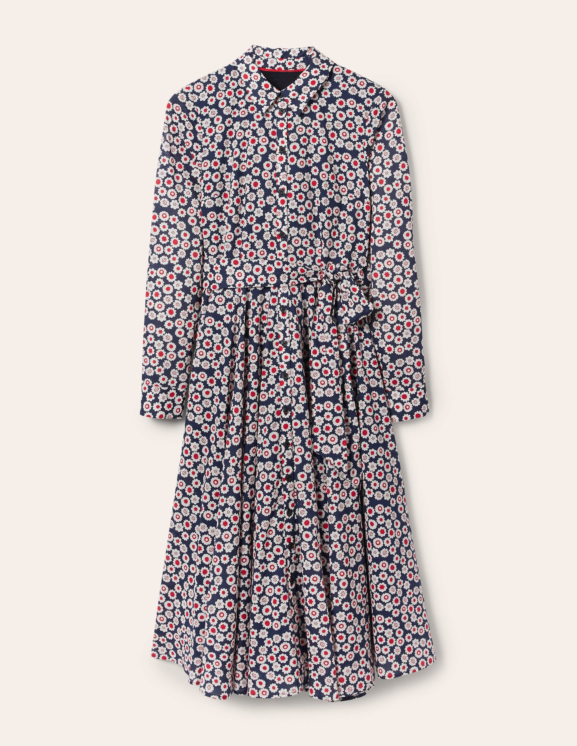 Kitty Midi Shirt Dress-French Navy, Scenic Meadow - Image 5