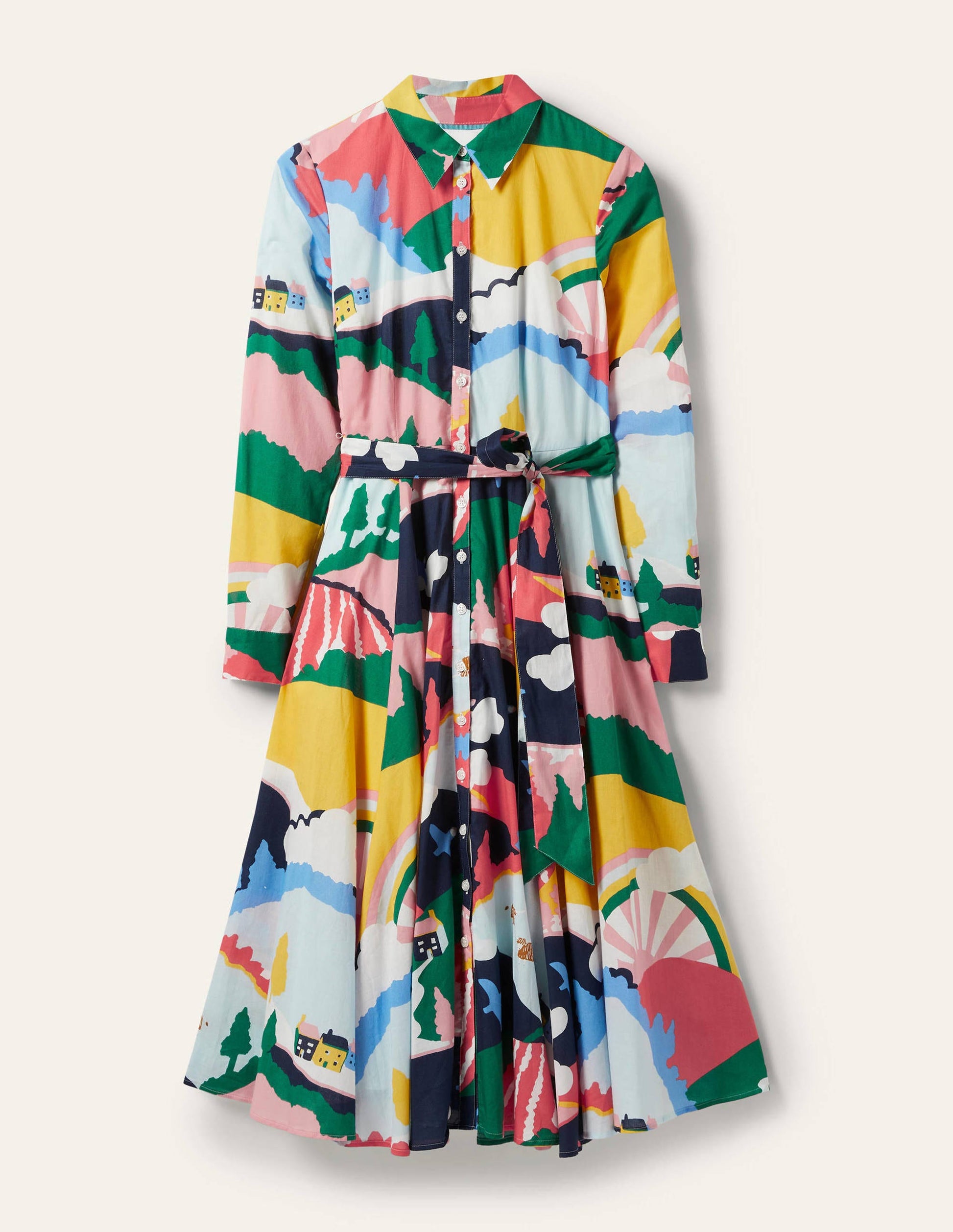 Kitty Midi Shirt Dress-French Navy, Scenic Meadow-6