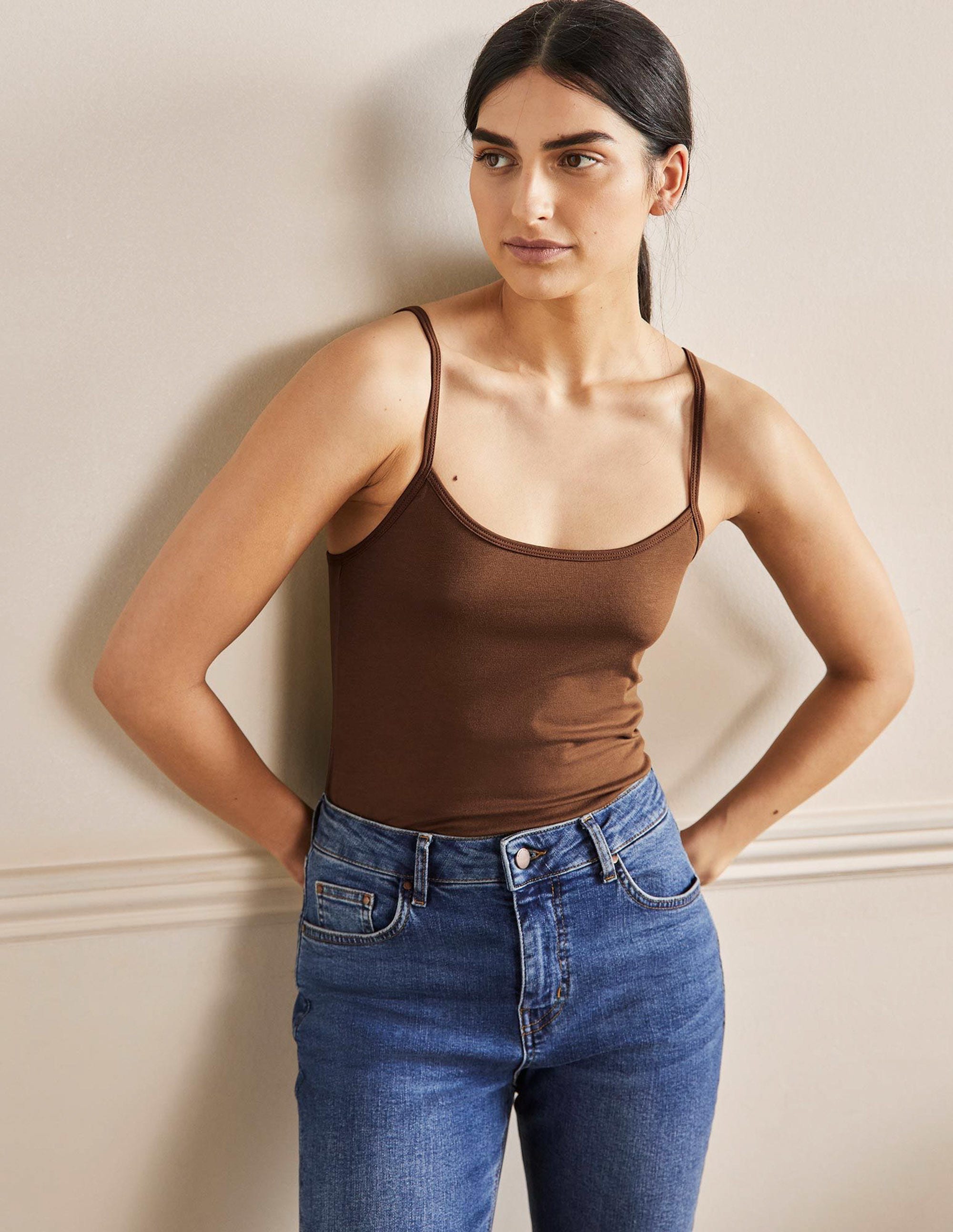 Plain Cami Top-Medium Brown - Image 4