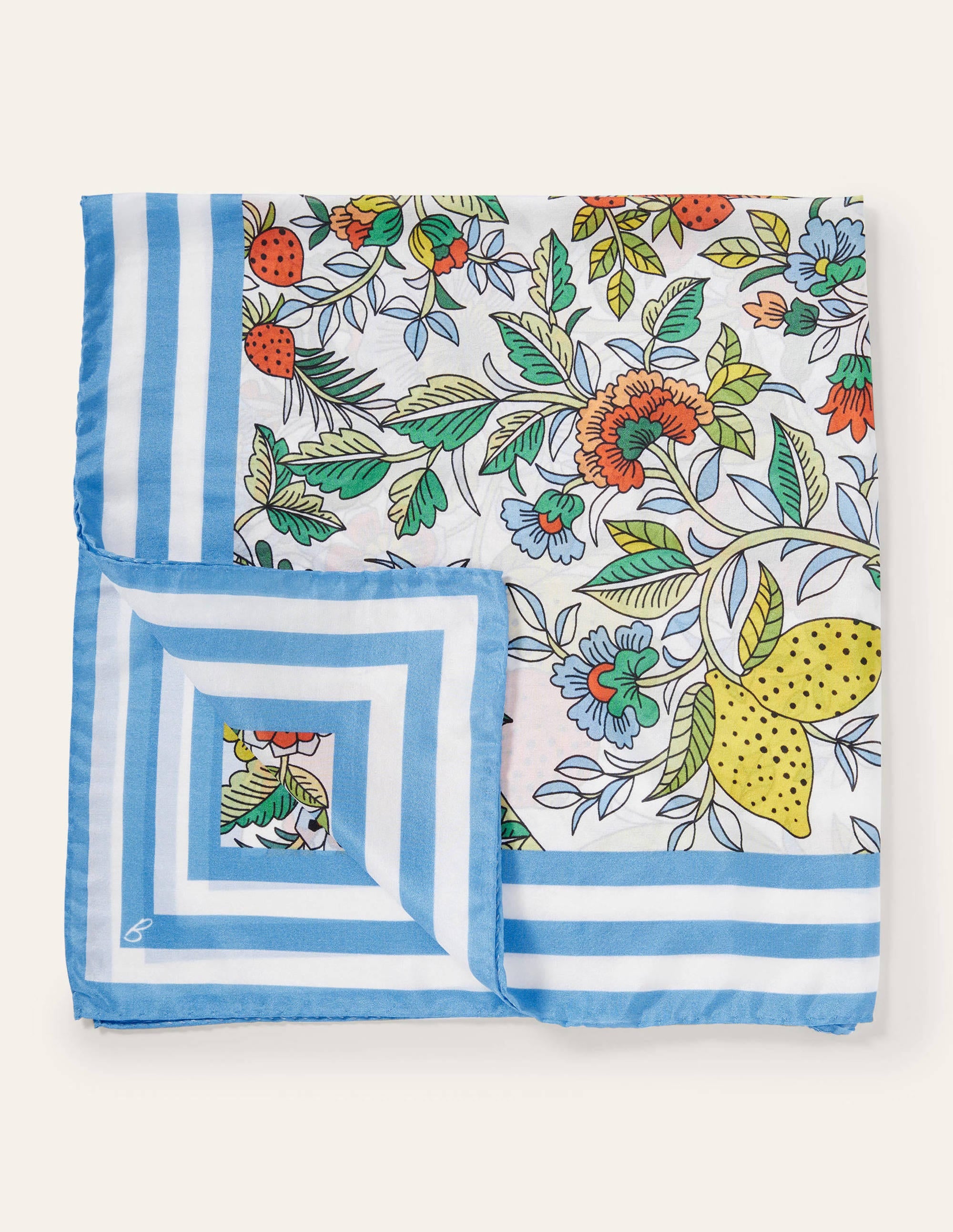 Silk Scarf-Ivory, Tropic Meadow - Image 1