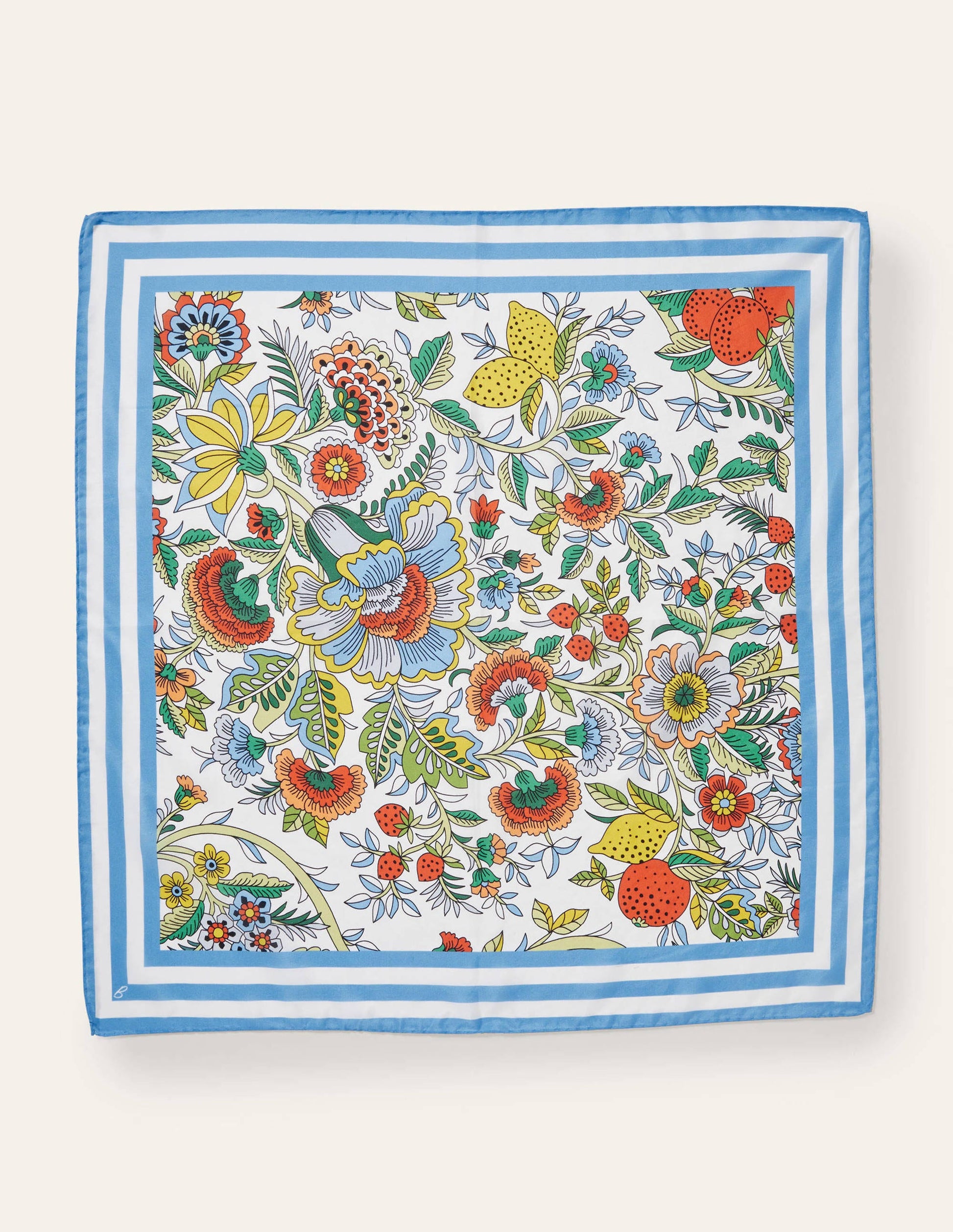 Silk Scarf-Ivory, Tropic Meadow-3