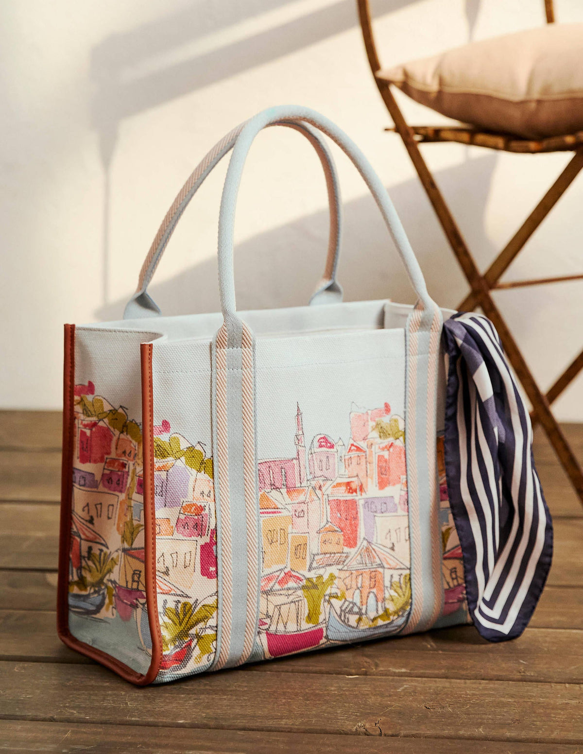 Tilda Canvas Tote Bag-Rainbow Village-1