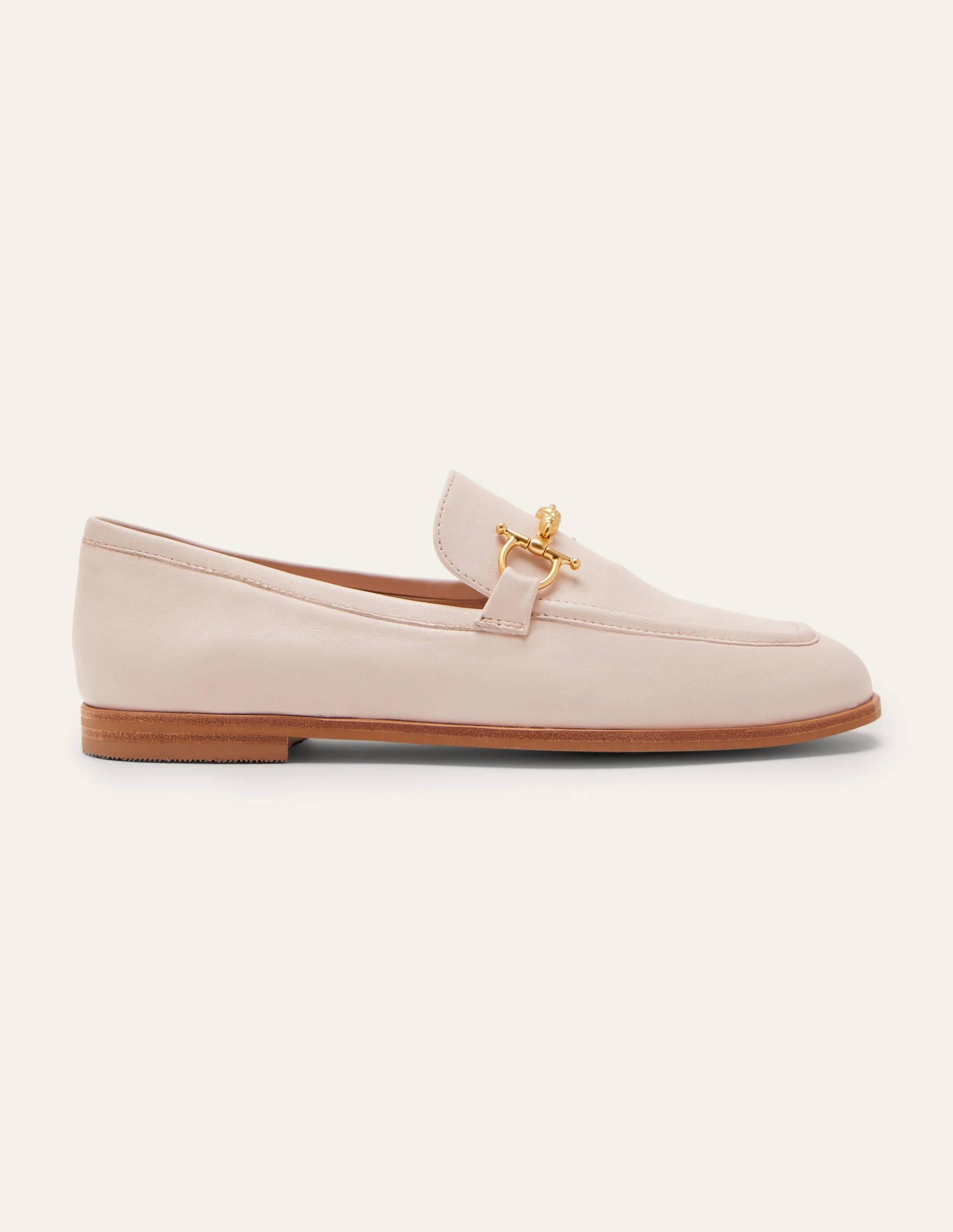 Snaffle Detail Leather Loafers-Ecru - Image 2