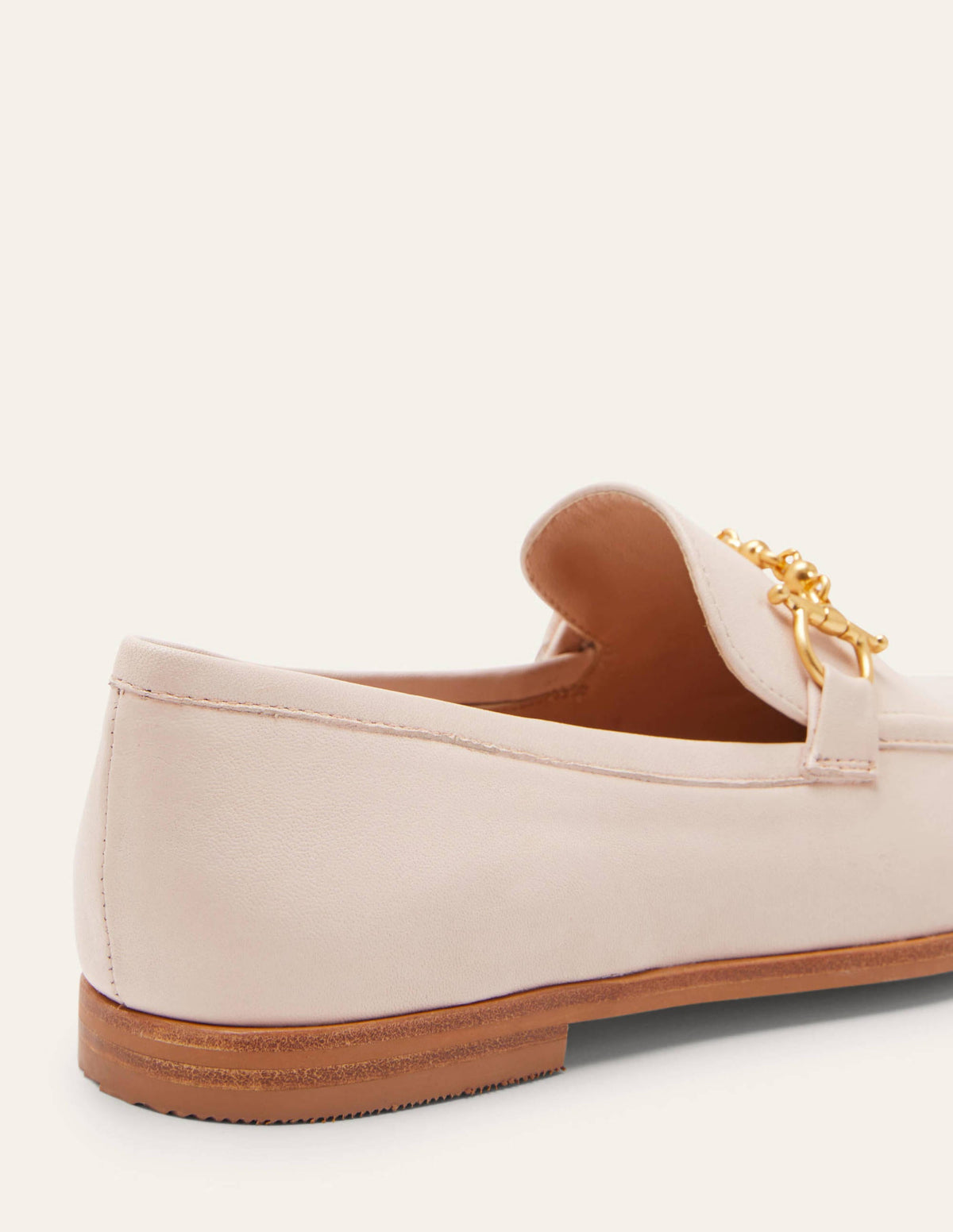 Snaffle Detail Leather Loafers-Ecru - Image 4