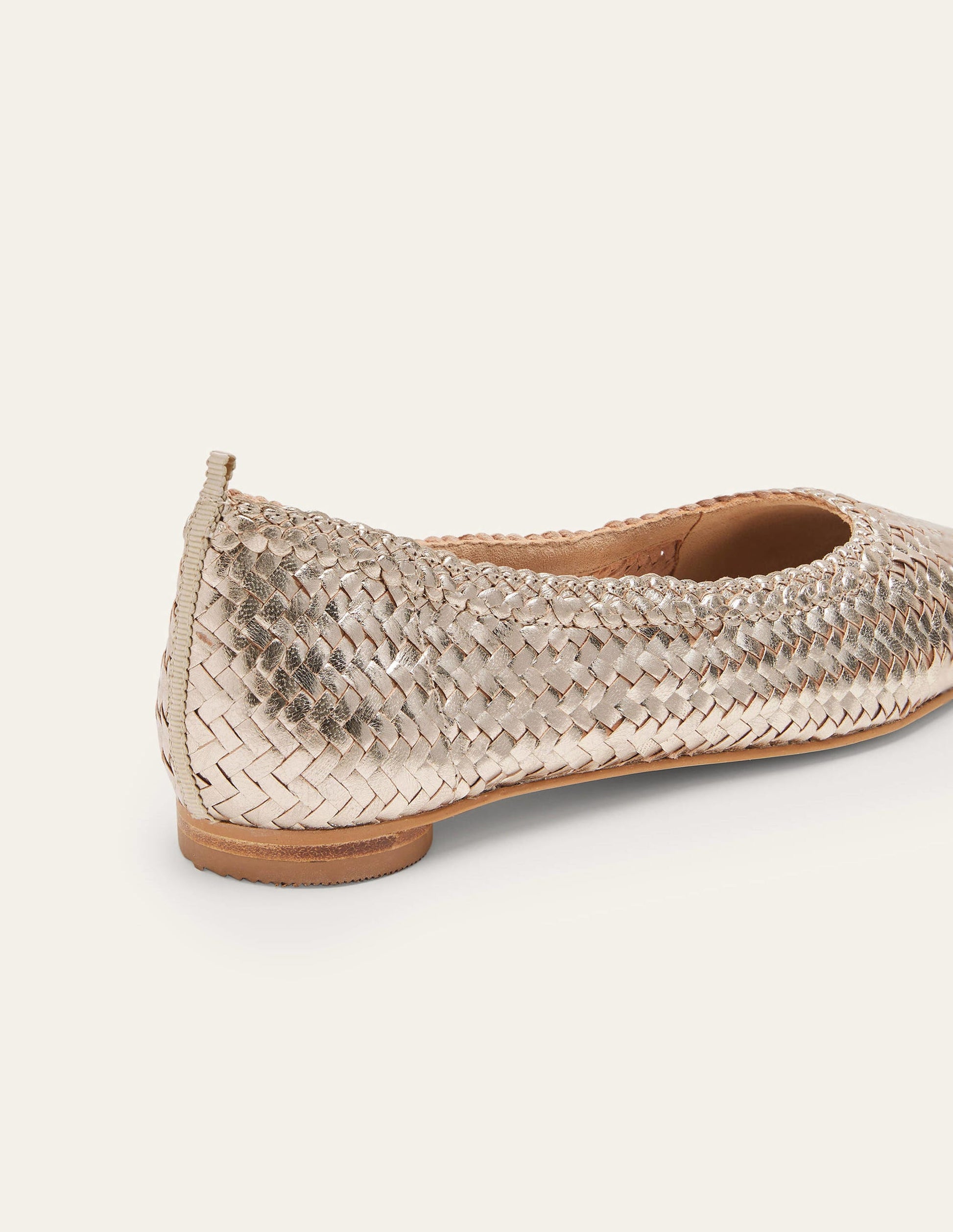 Almond Toe Ballerinas-Metallic Gold Woven-4