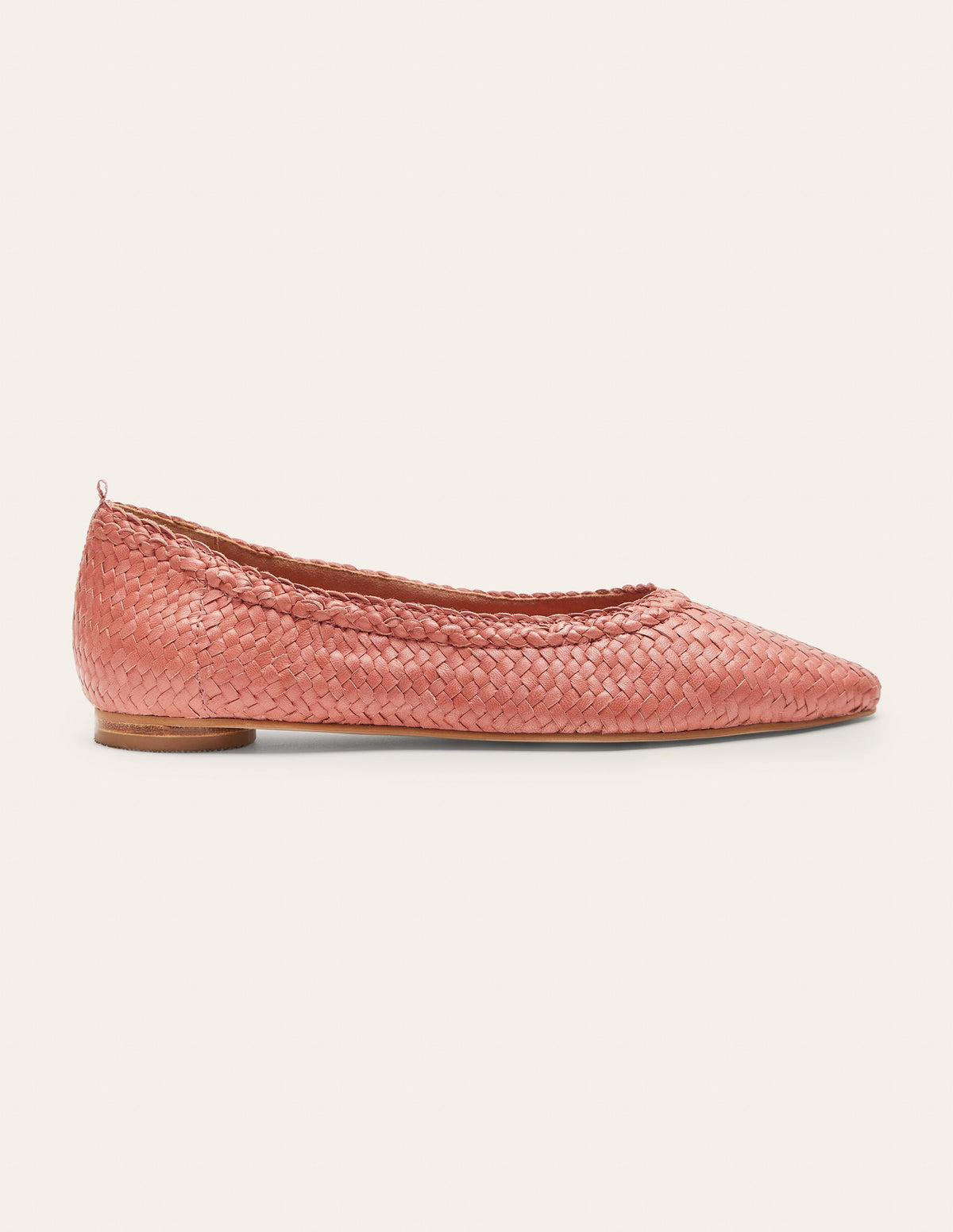 Almond Toe Ballerinas-Dusty Red Woven - Image 1