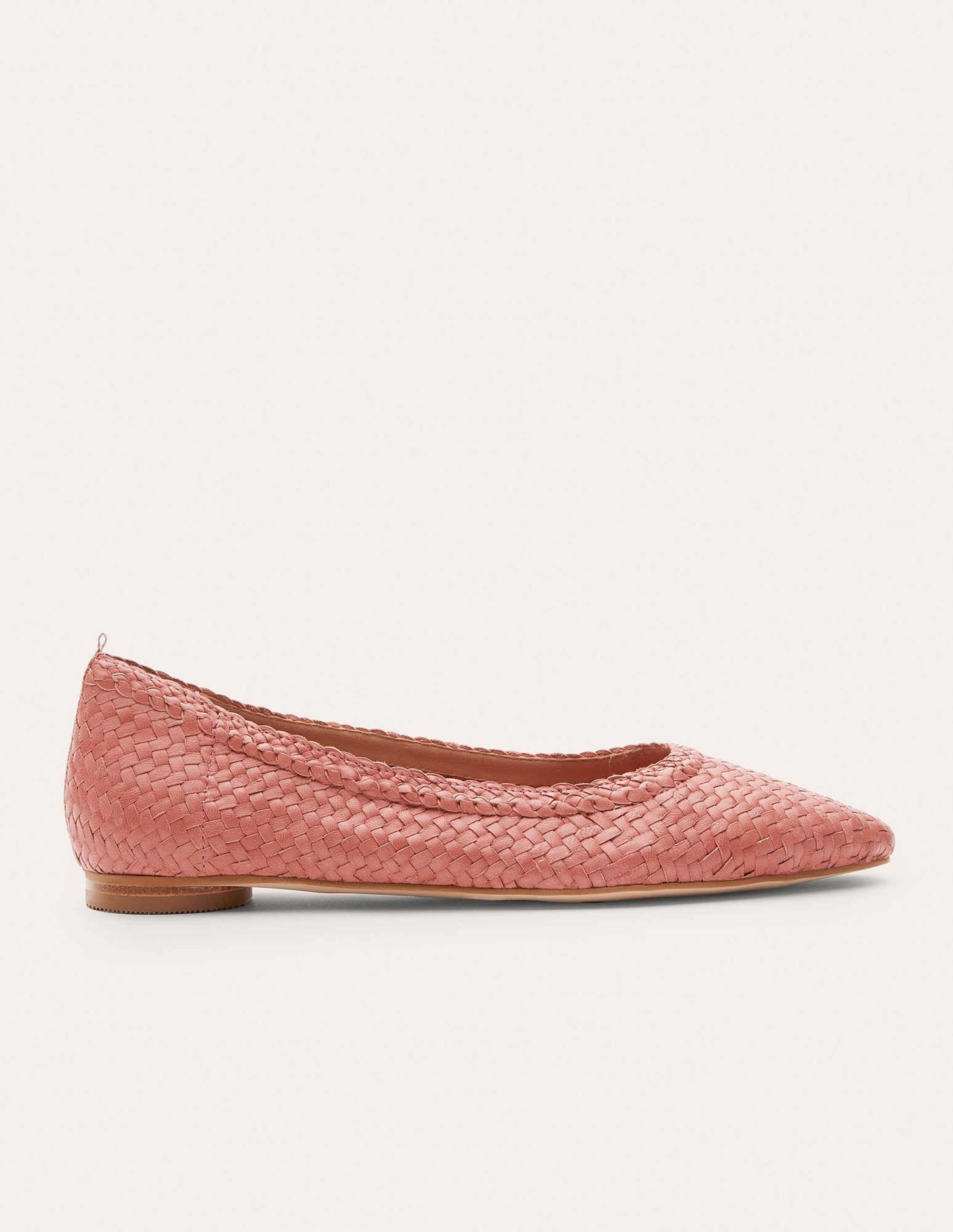 Almond Toe Ballerinas-Dusty Red Woven - Image 2