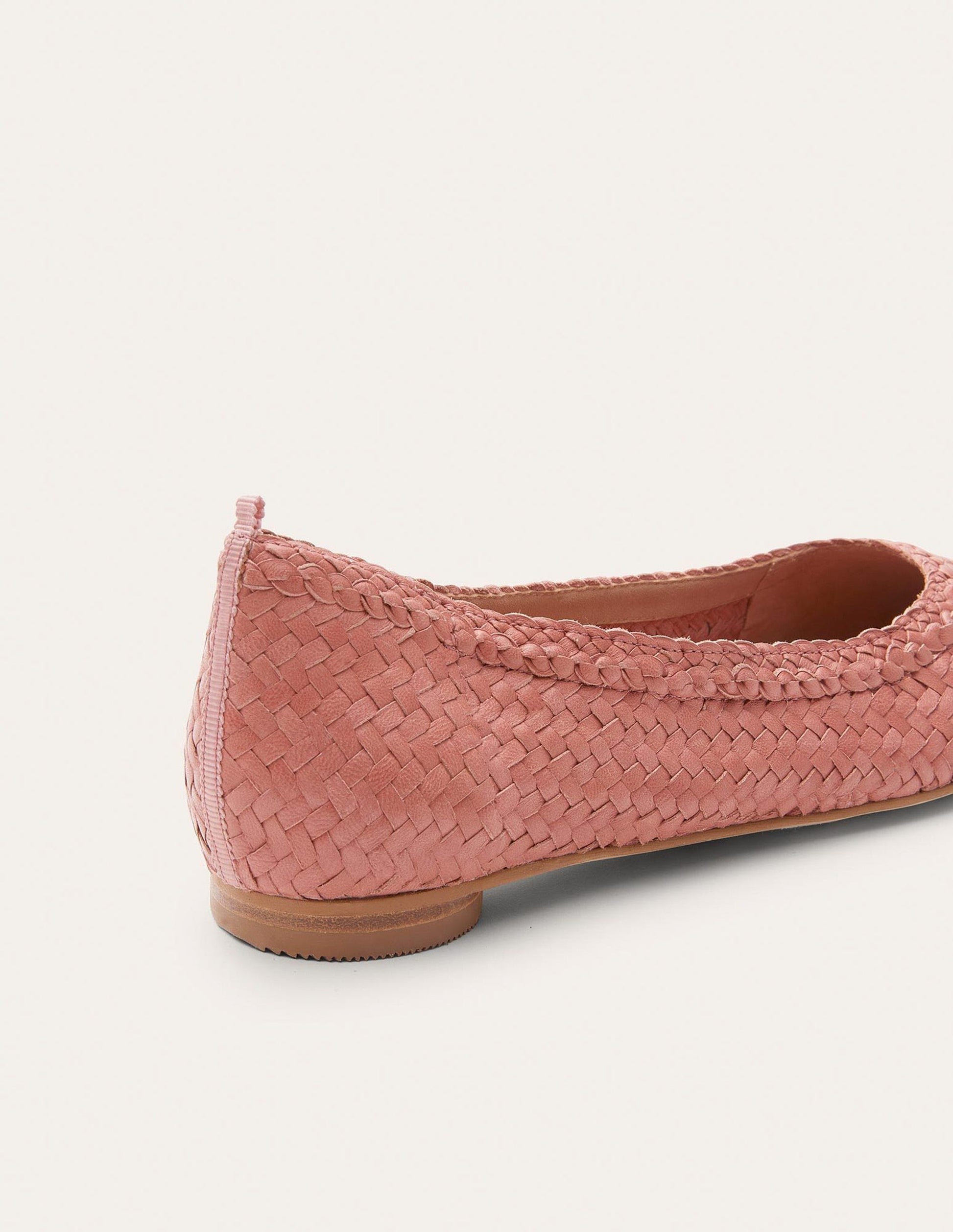 Almond Toe Ballerinas-Dusty Red Woven-3