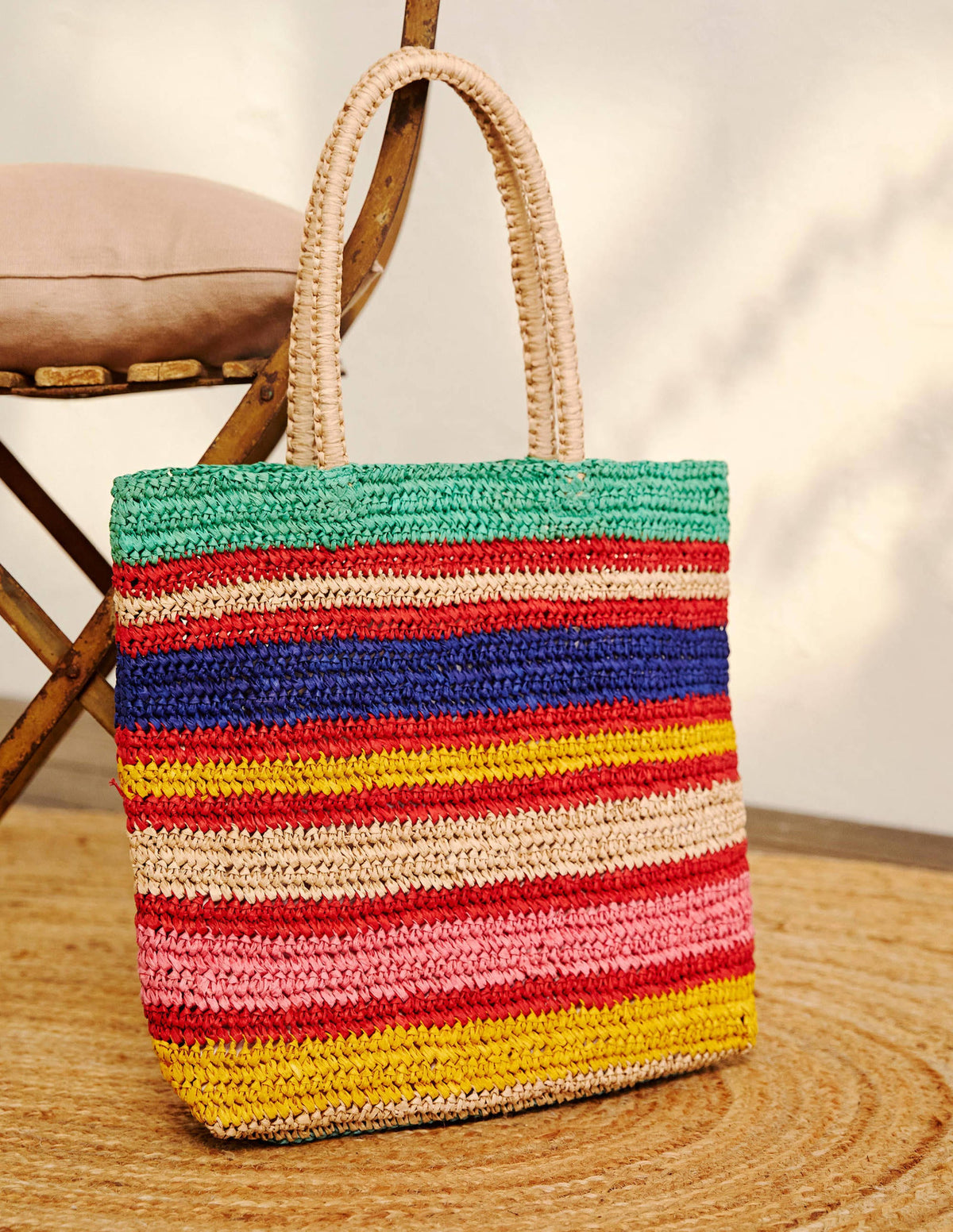 Soft Straw Bag-Multi Stripe-1