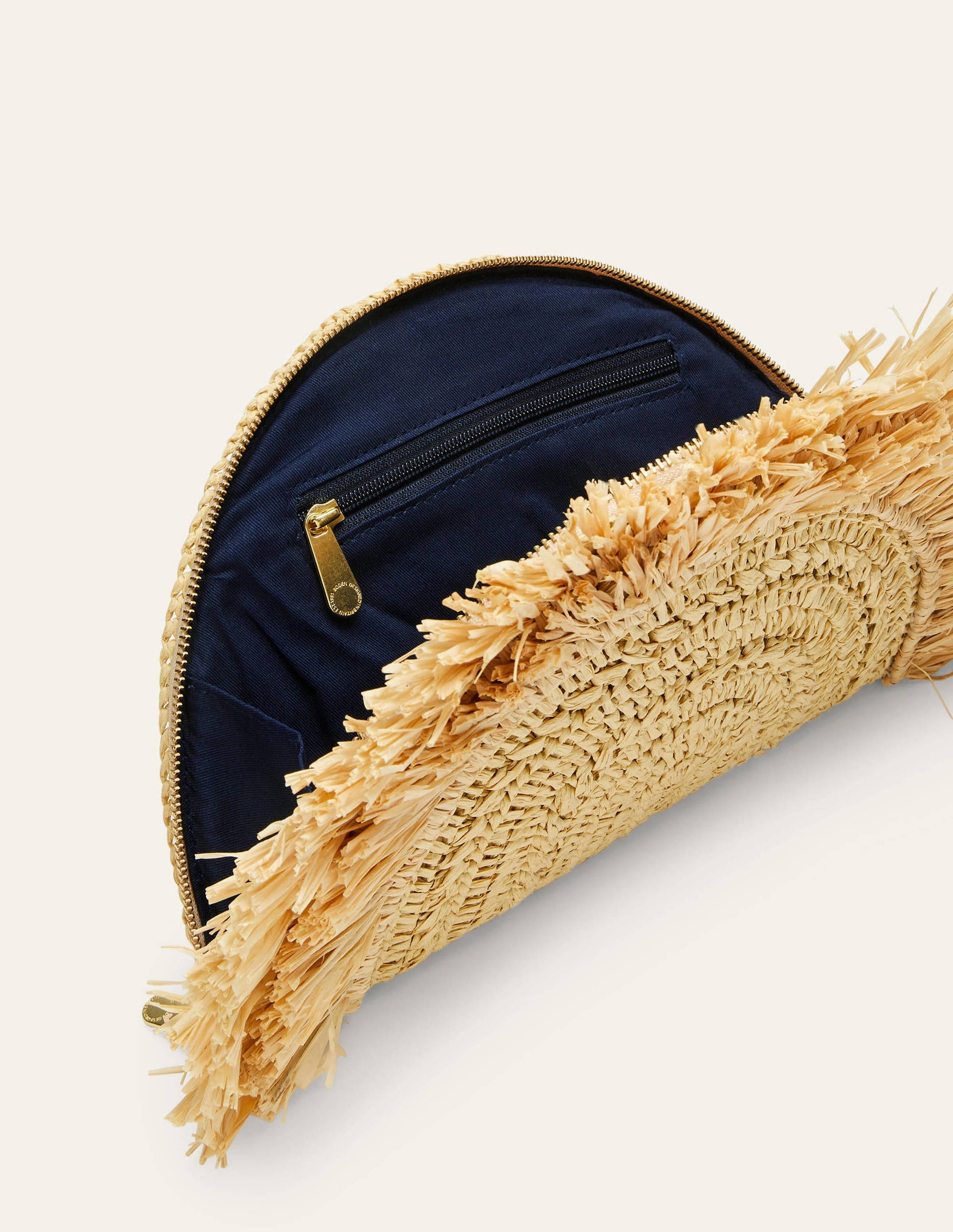 Raffia Half Moon Clutch-Natural-2