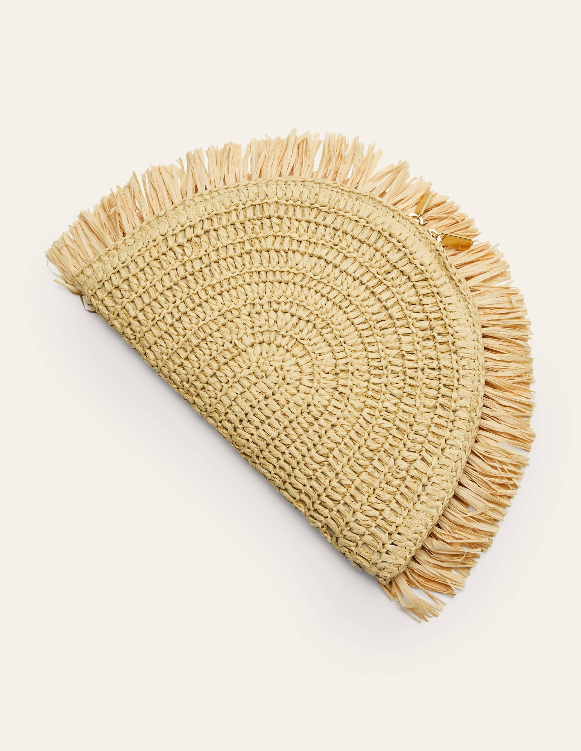 Raffia Half Moon Clutch-Natural - Image 3