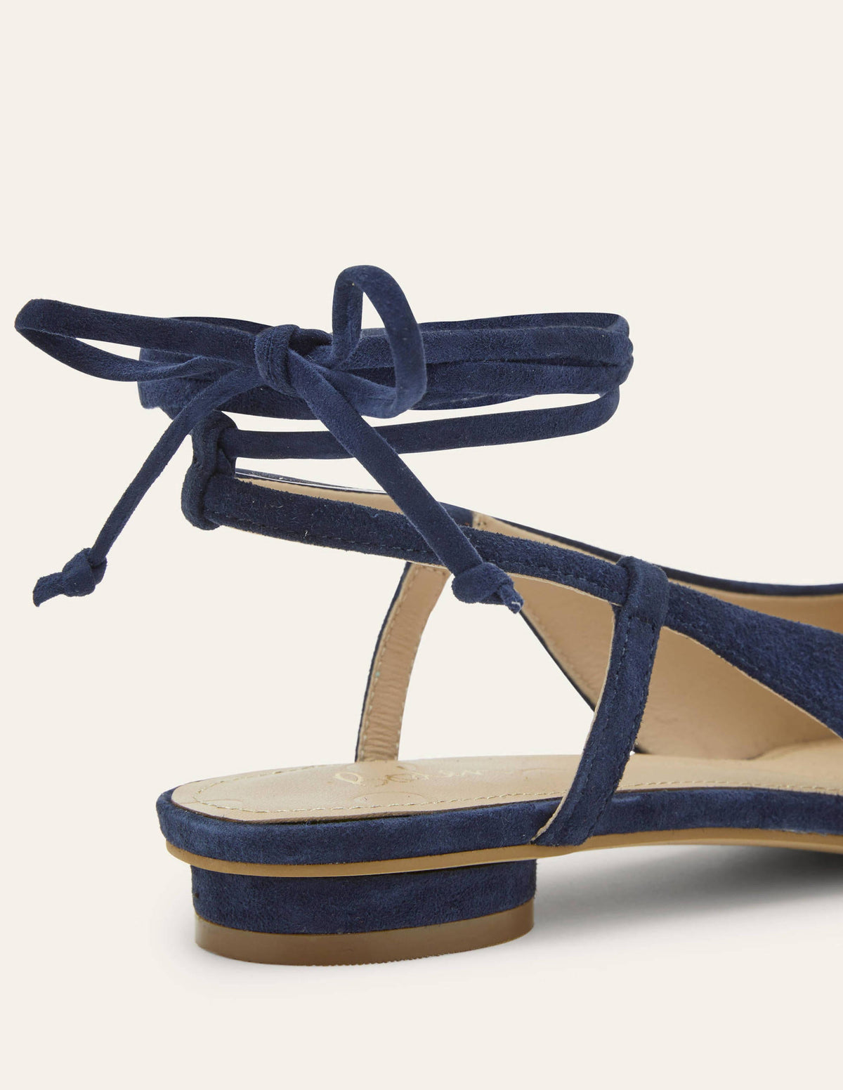 Ankle Tie Pointed Flats-Navy Suede - Image 3